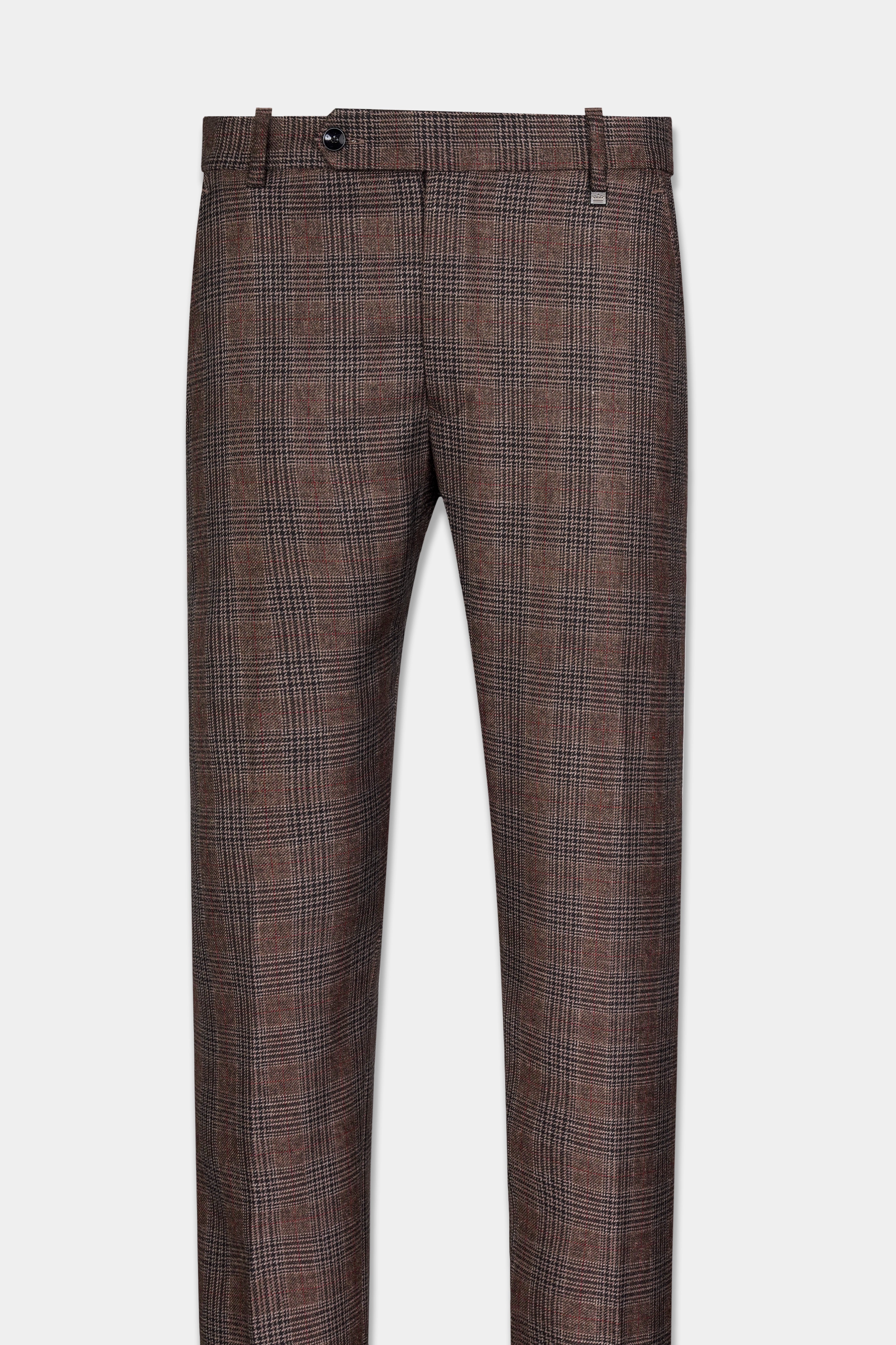 Ferra Brown with Kabul Brown Plaid Tweed Pant T2915-SW-28, T2915-SW-30, T2915-SW-32, T2915-SW-34, T2915-SW-36, T2915-SW-38, T2915-SW-40, T2915-SW-42, T2915-SW-44