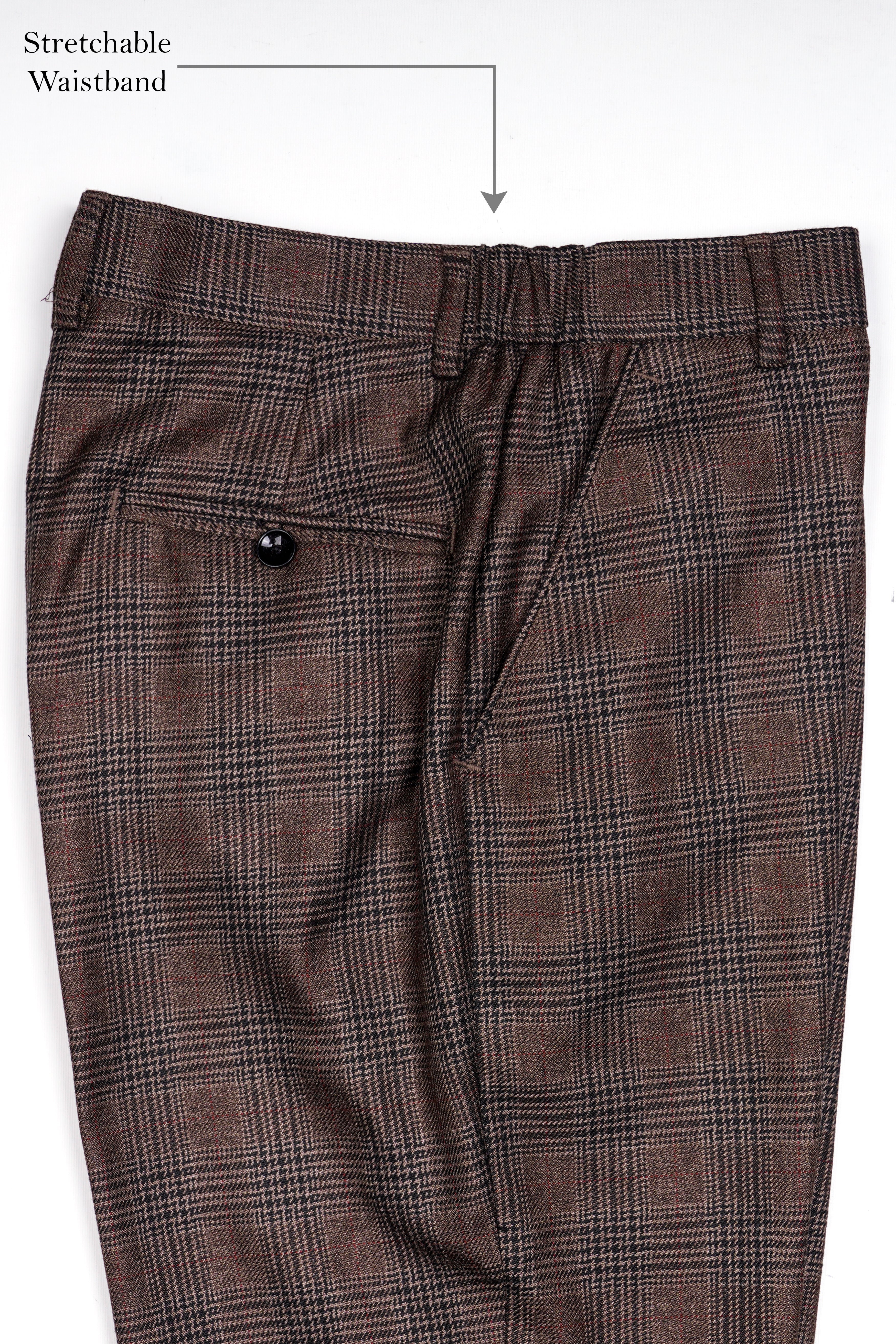 Ferra Brown with Kabul Brown Plaid Tweed Pant T2915-SW-28, T2915-SW-30, T2915-SW-32, T2915-SW-34, T2915-SW-36, T2915-SW-38, T2915-SW-40, T2915-SW-42, T2915-SW-44