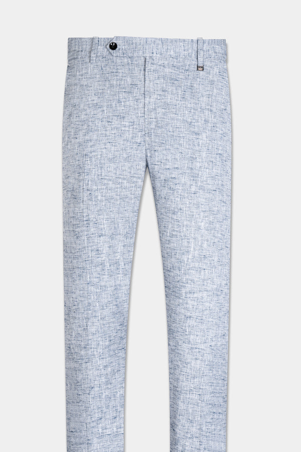 Bright White and Rhino Blue Luxurious Linen Pant