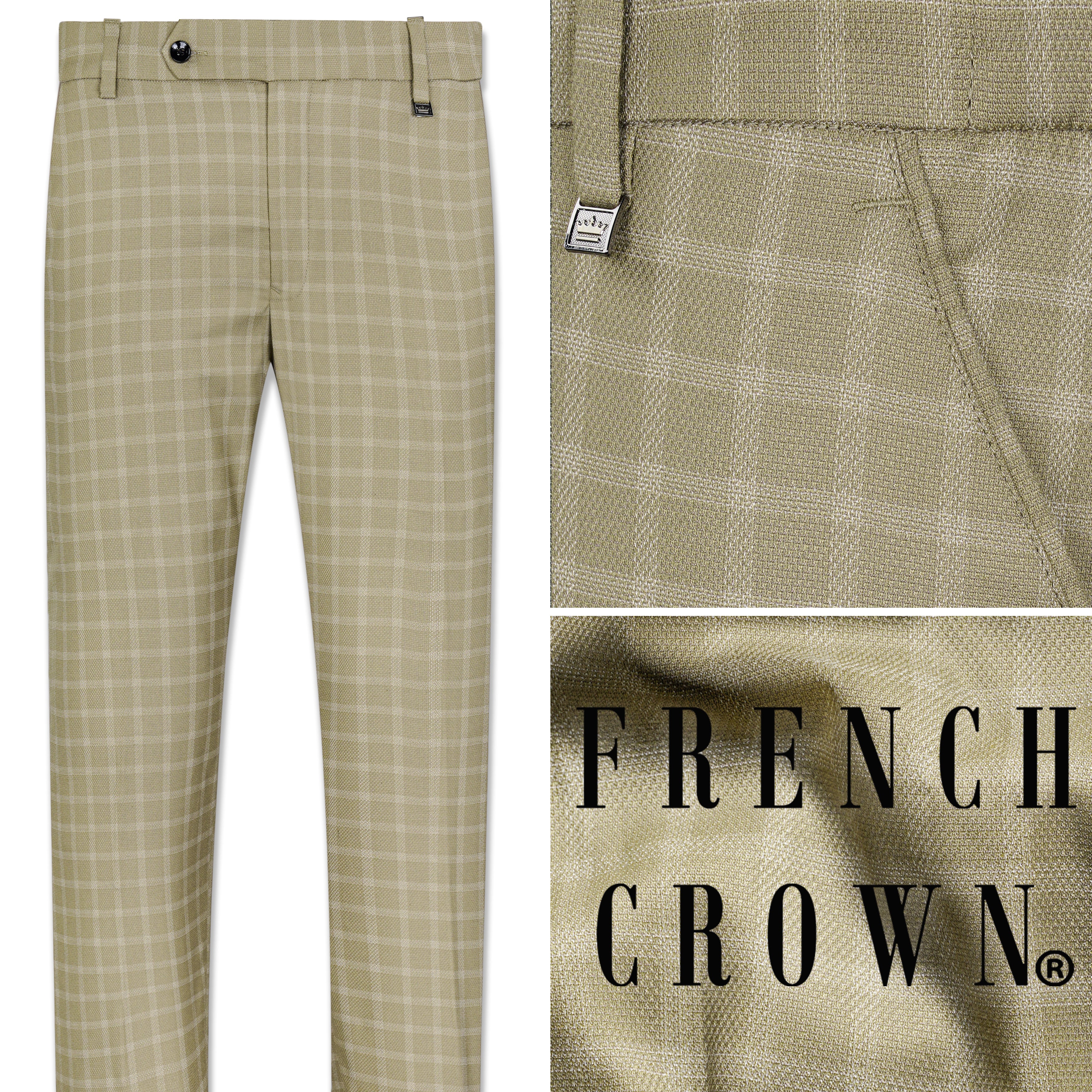 Sandrift Brown Checks-Plaid Premium Wool-Blend Pant For Men
