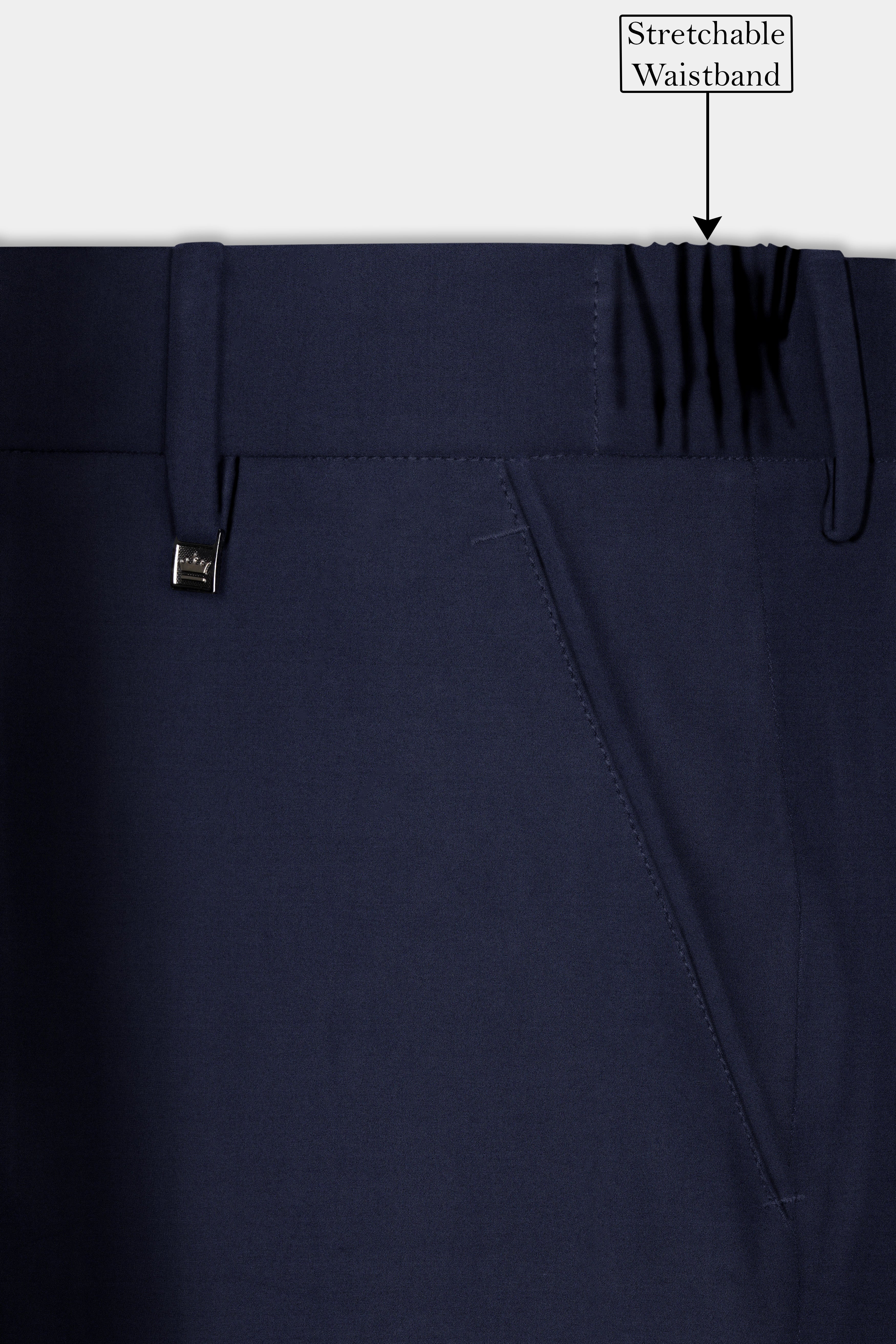 Space Cadet Blue Wool Rich Stretchable Pant