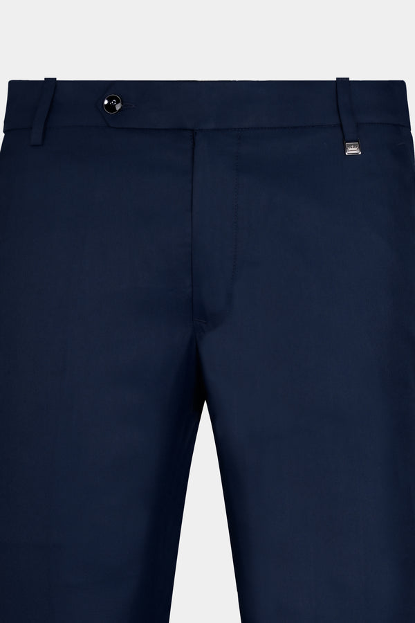 Space Cadet Blue Wool Rich Stretchable Pant