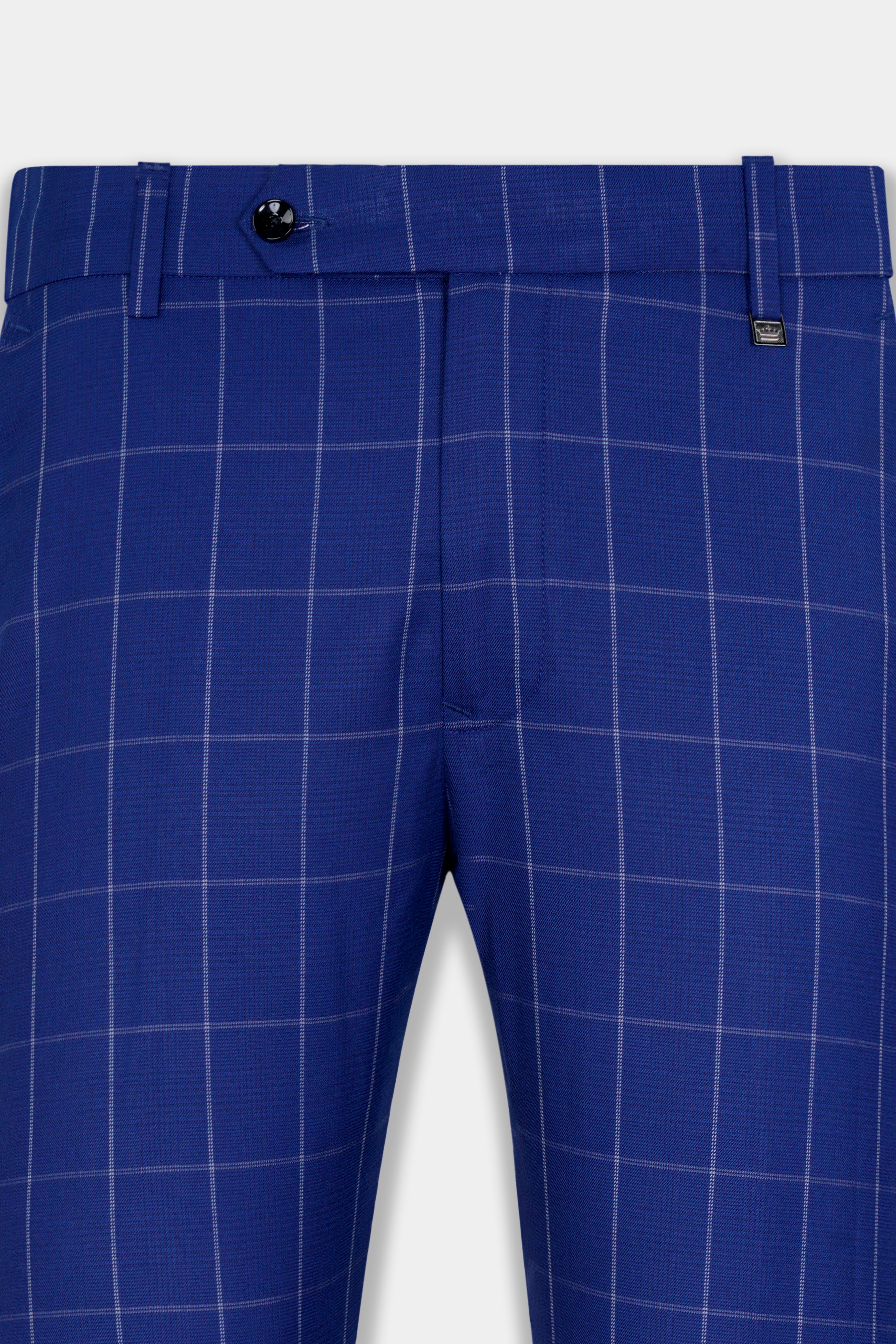 Lapis Blue Checks-Plaid Premium wool blend Pant For Men