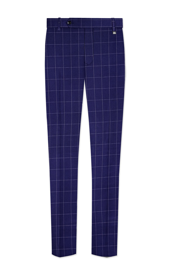 Rhino Blue Windowpane Wool Rich Stretchable Pant
