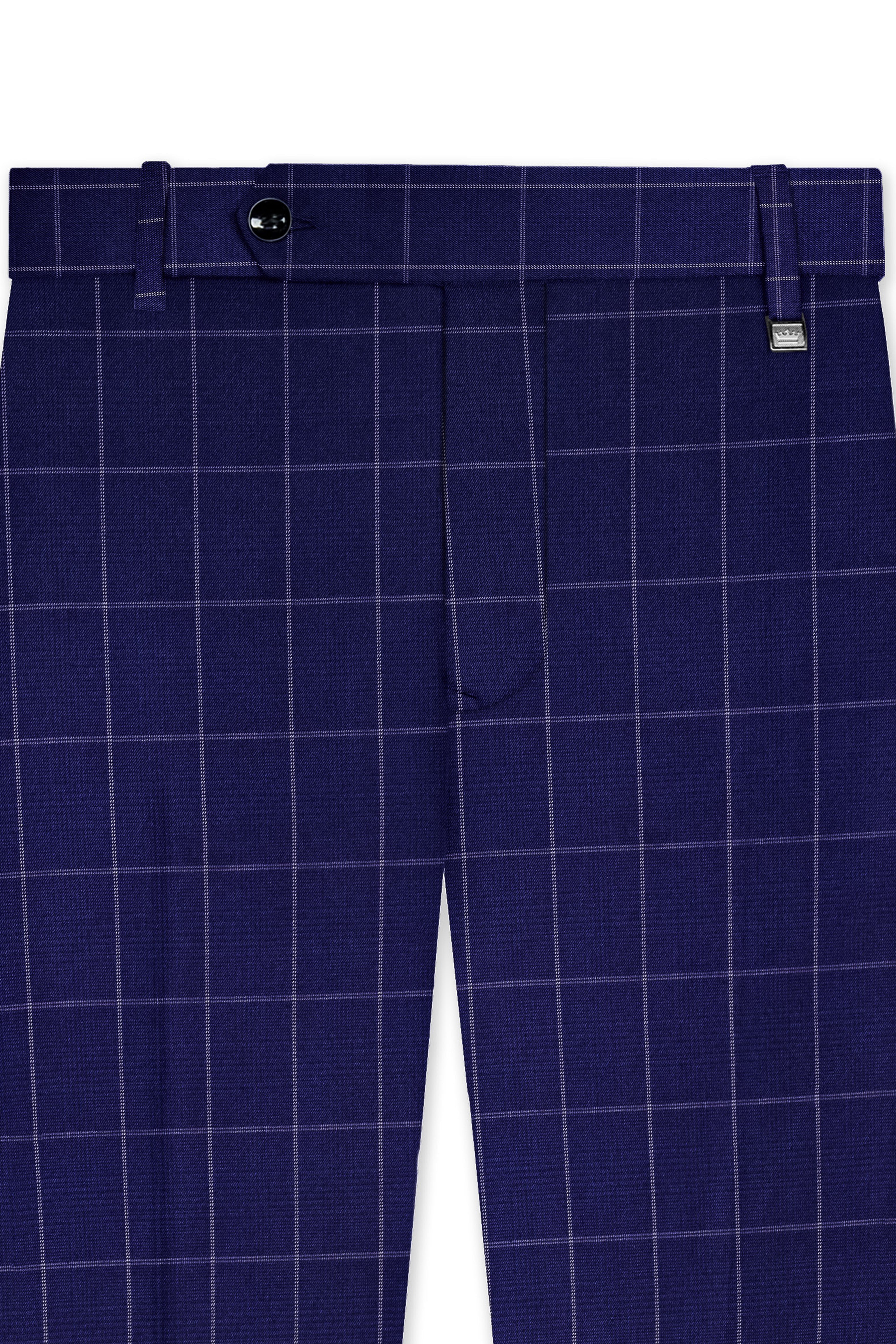 Rhino Blue Windowpane Wool Rich Stretchable Pant