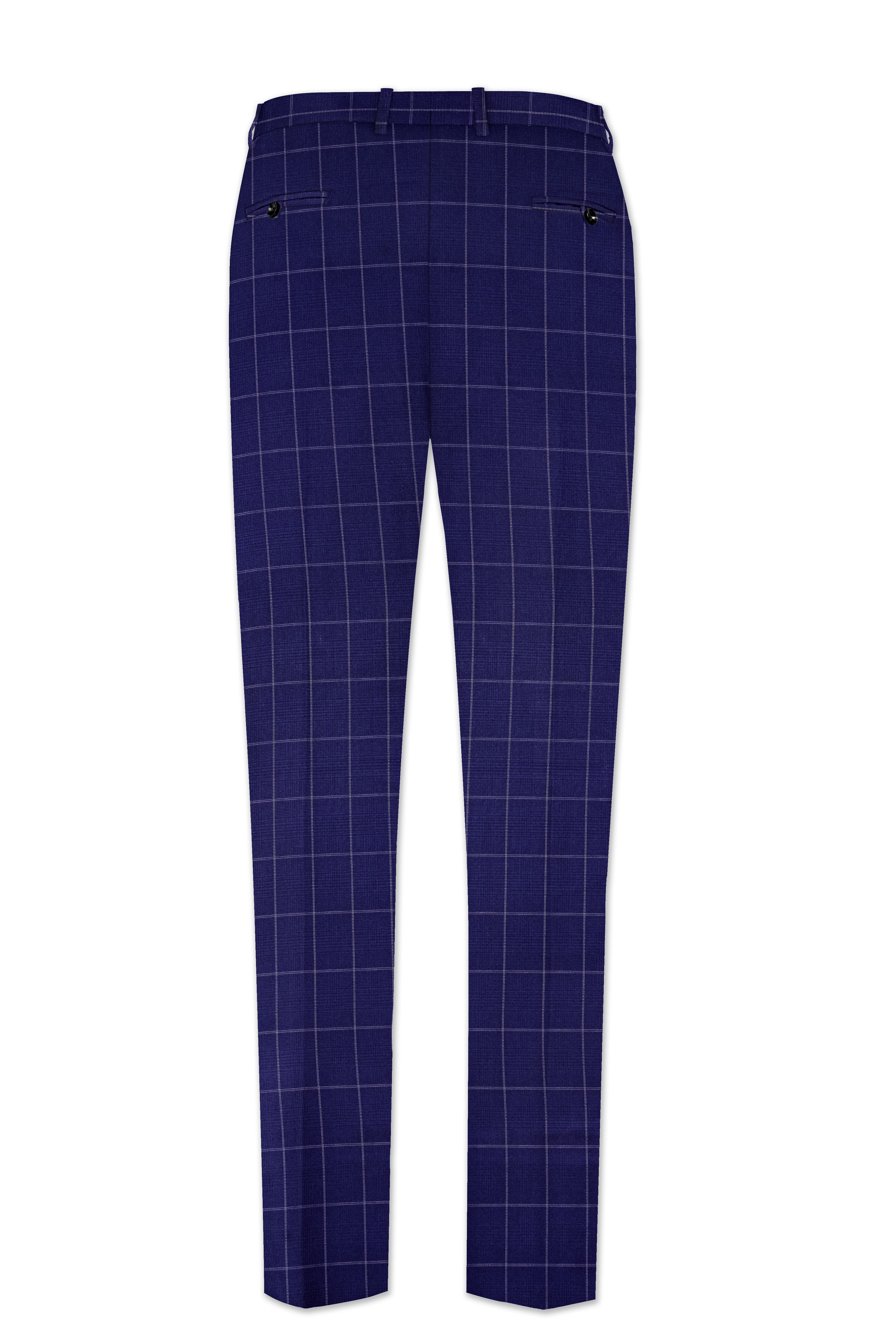 Rhino Blue Windowpane Wool Rich Stretchable Pant