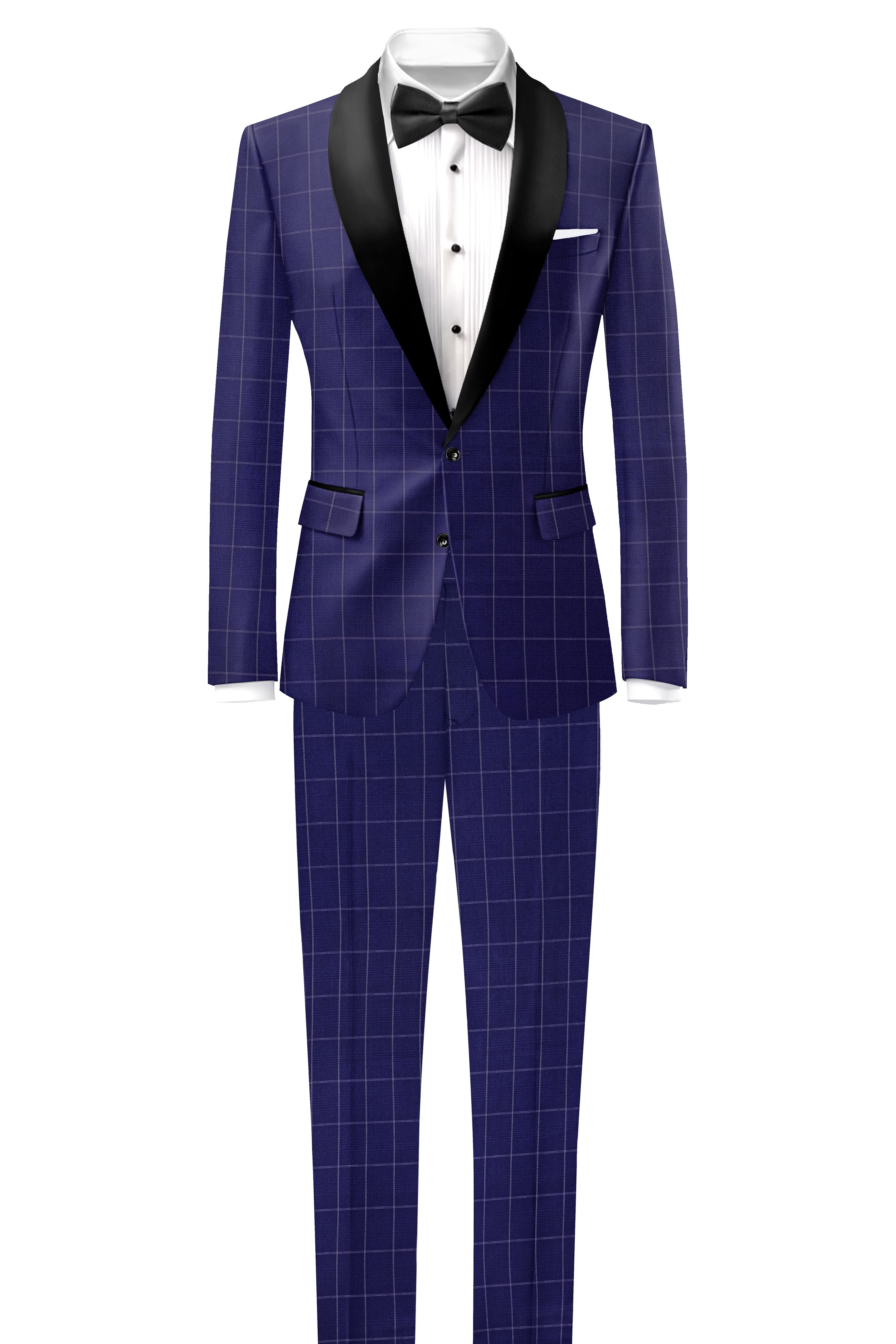 Rhino Blue Windowpane Wool Rich Stretchable Pant