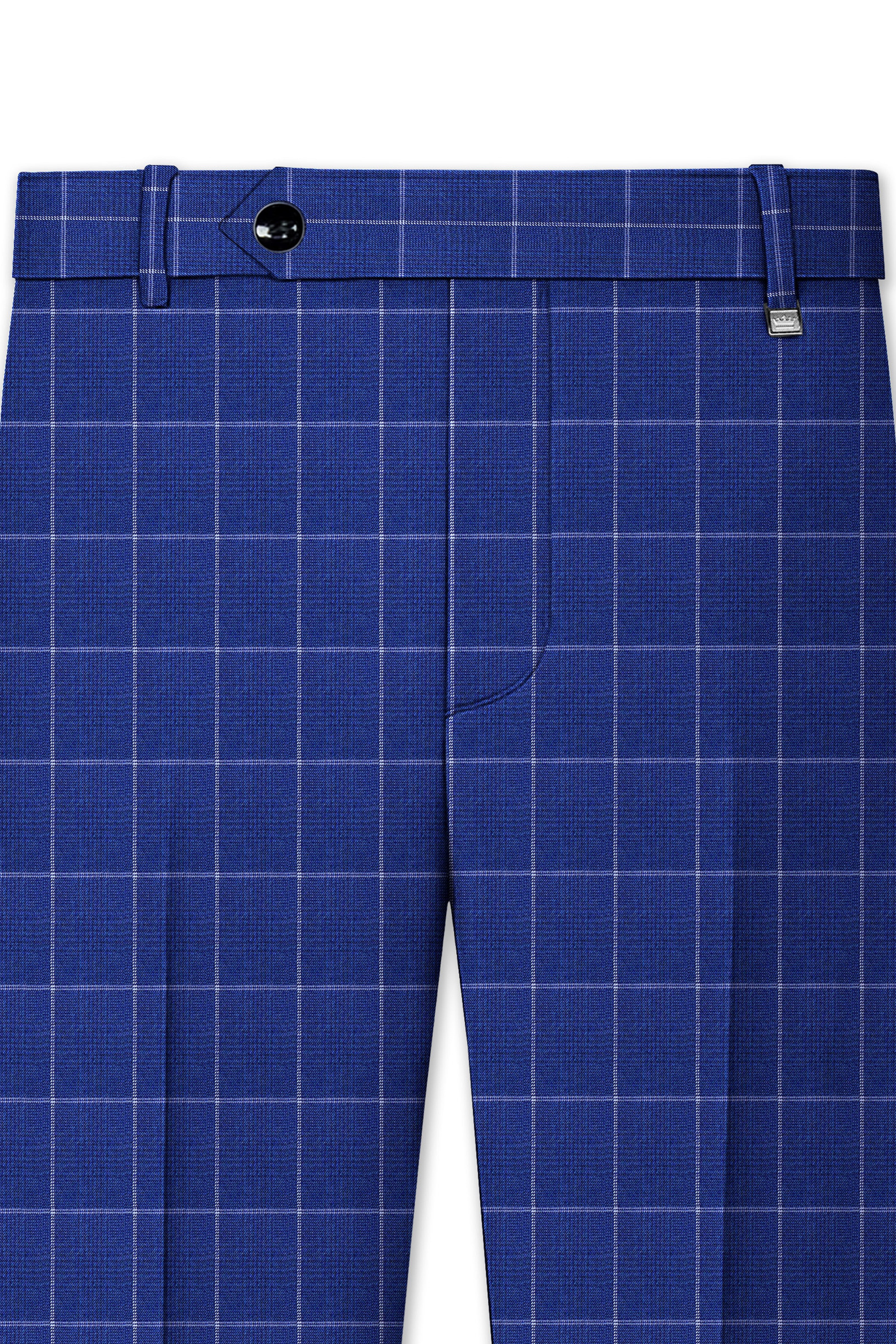 Rhino Blue Windowpane Wool Rich Stretchable Pant