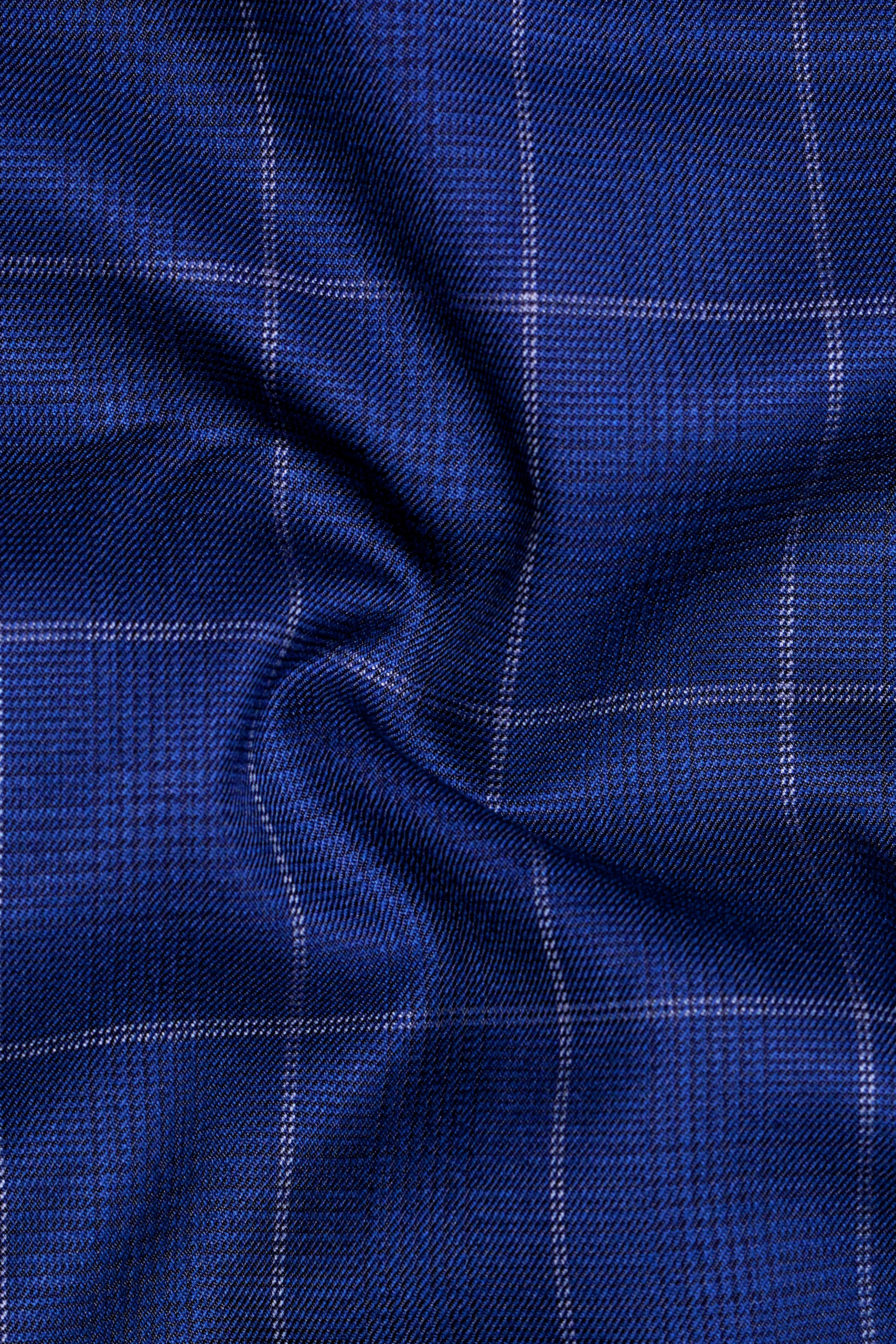 Rhino Blue Windowpane Wool Rich Stretchable Pant