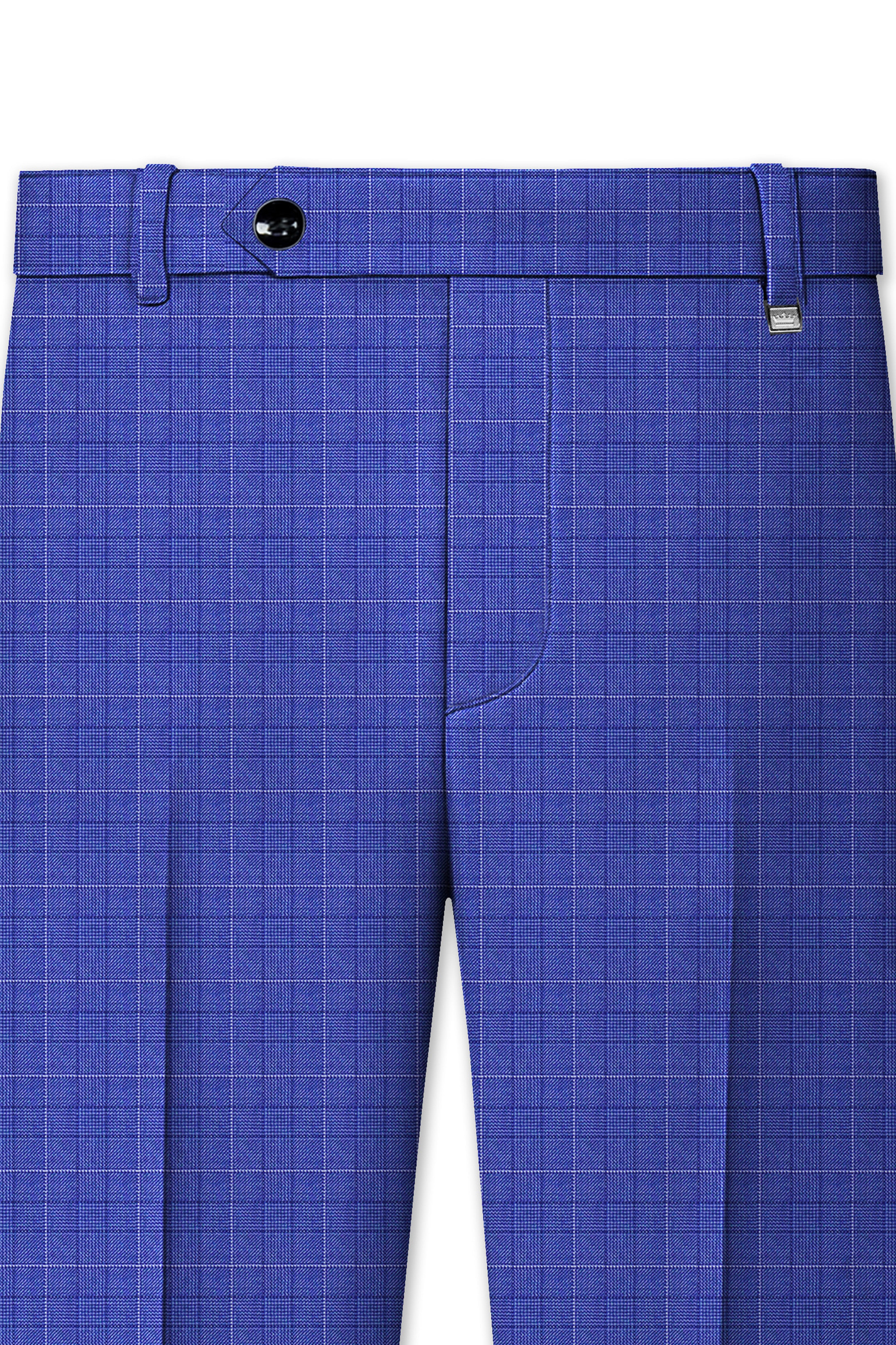 Yonder Blue Wool Rich Plaid Stretchable Pant