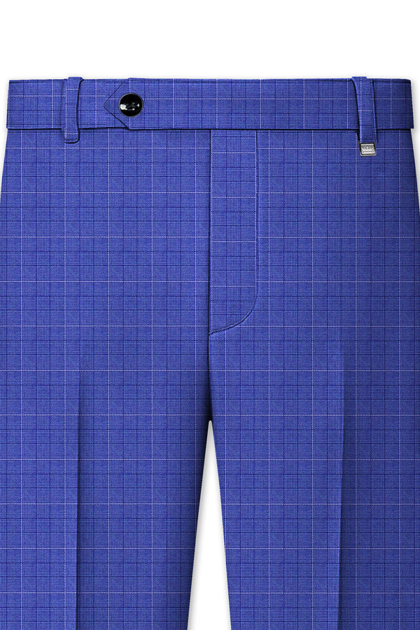 Yonder Blue Wool Rich Plaid Stretchable Pant