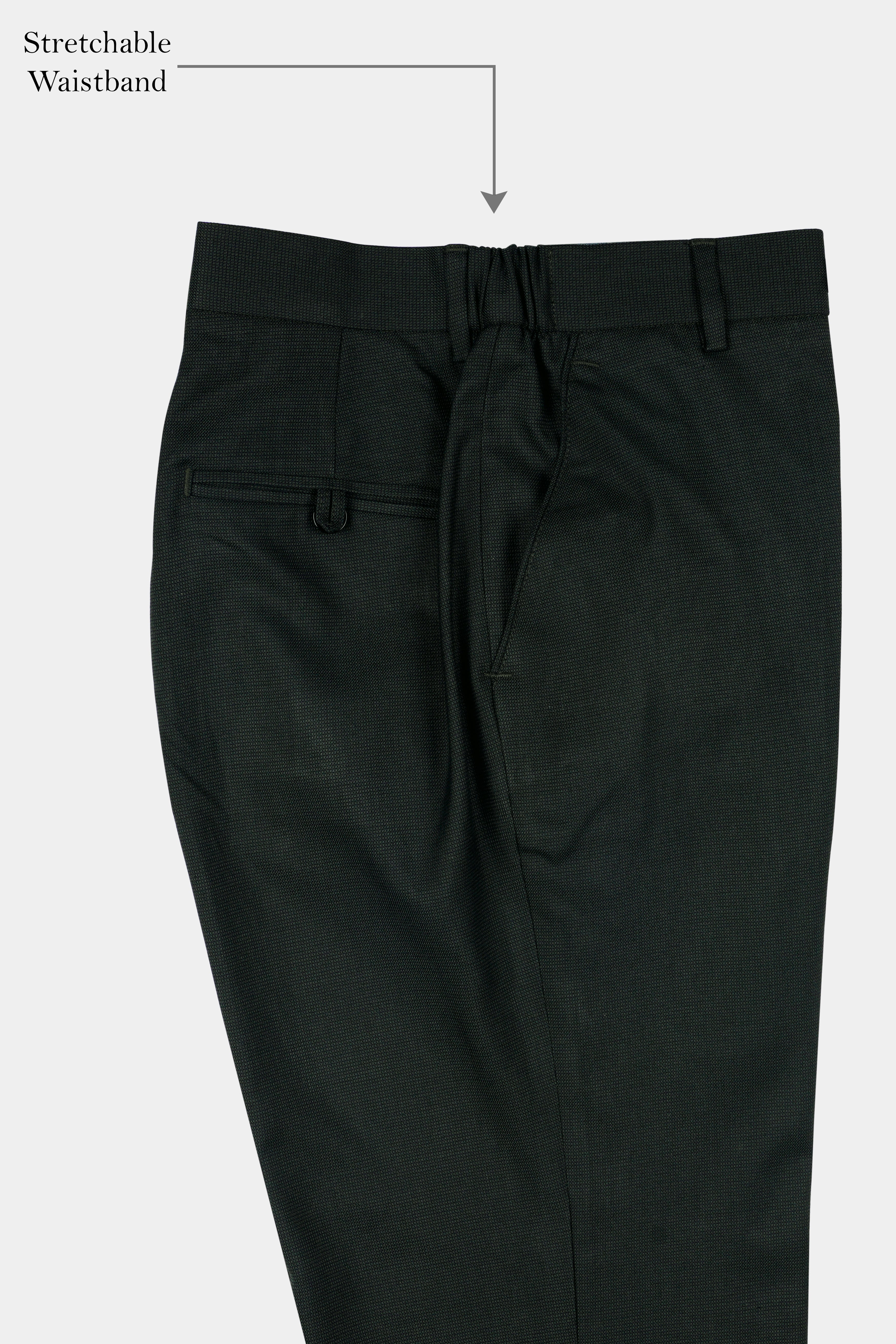 Kaitoke Green Textured Premium Wool Blend Pant For Men