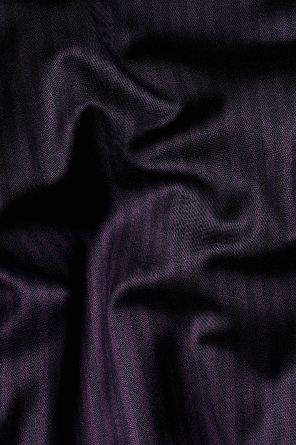 Bleached Purple Striped Wool Rich Stretchable Pant