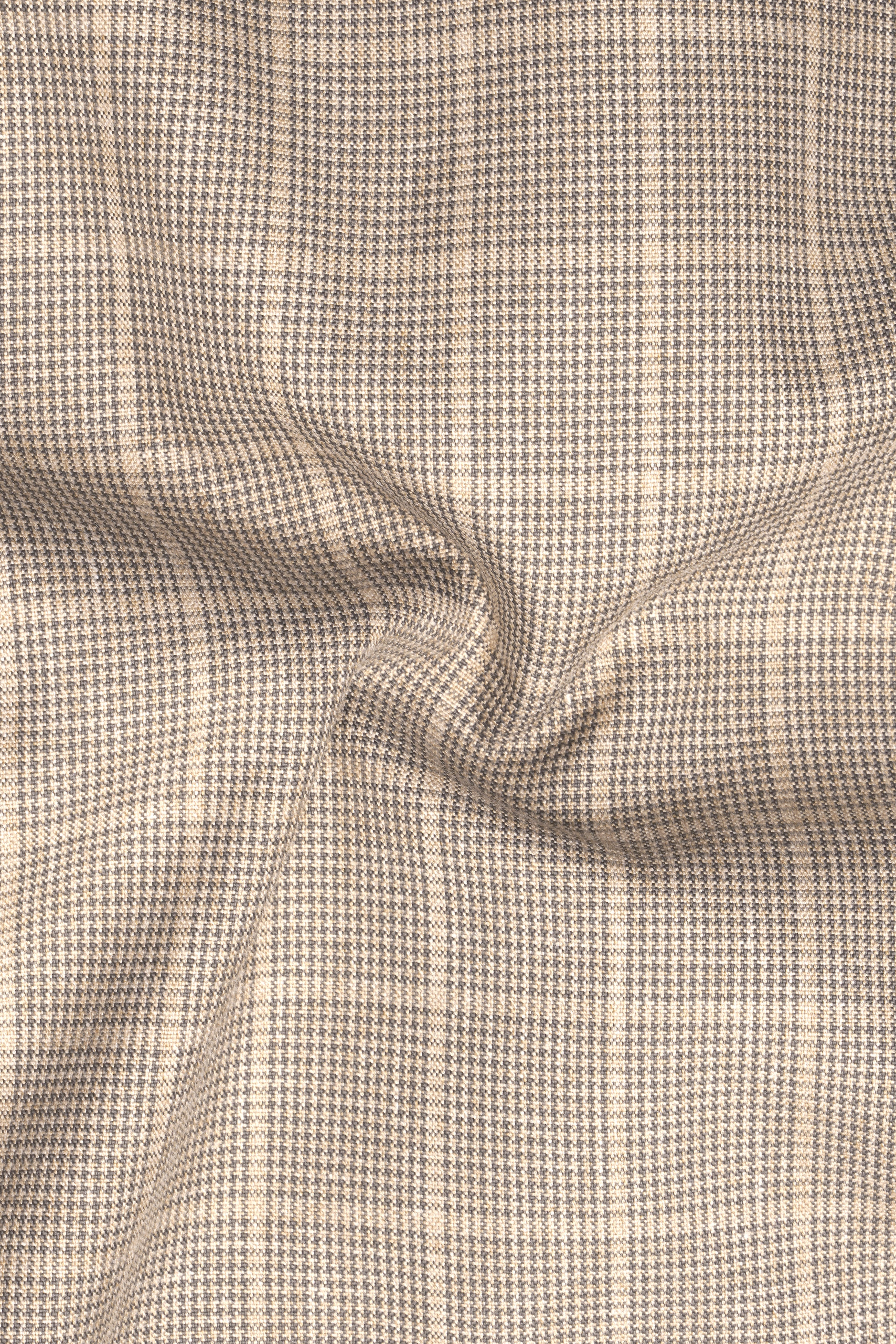Apricot Brown Plaid Wool Rich Stretchable Waistband Pant