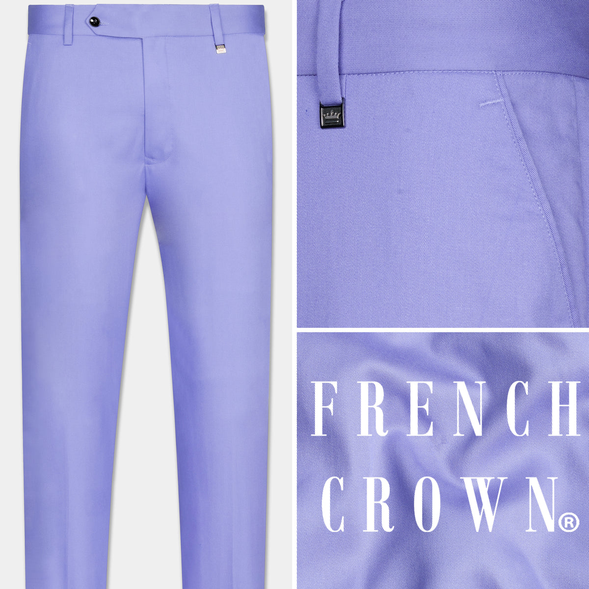Chitwode Chetwode Purple Plain-Solid Premium Cotton Pant For Men