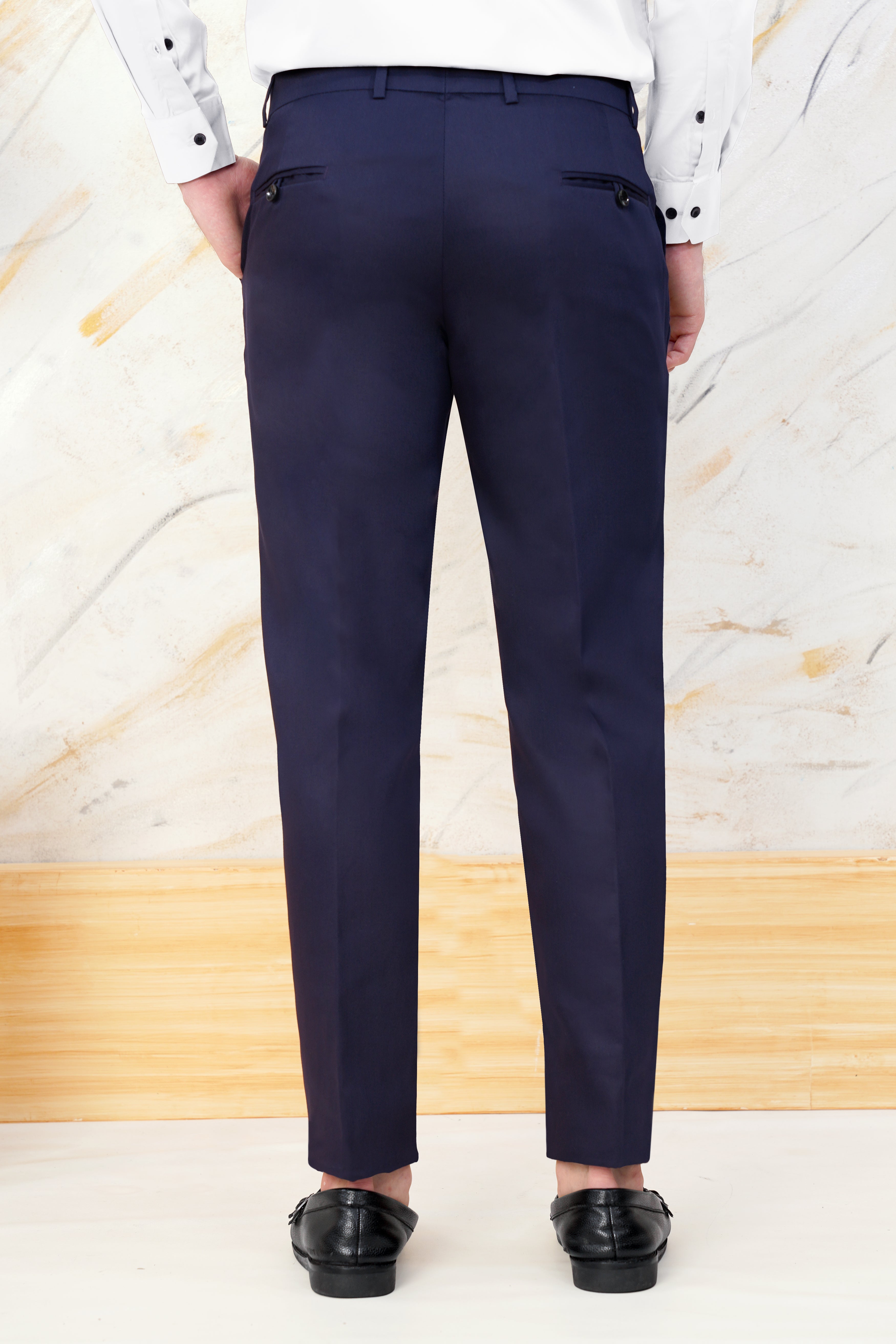 Ebony Clay Blue Wool Rich Pant T3062-28, T3062-30, T3062-32, T3062-34, T3062-36, T3062-38, T3062-40, T3062-42, T3062-44