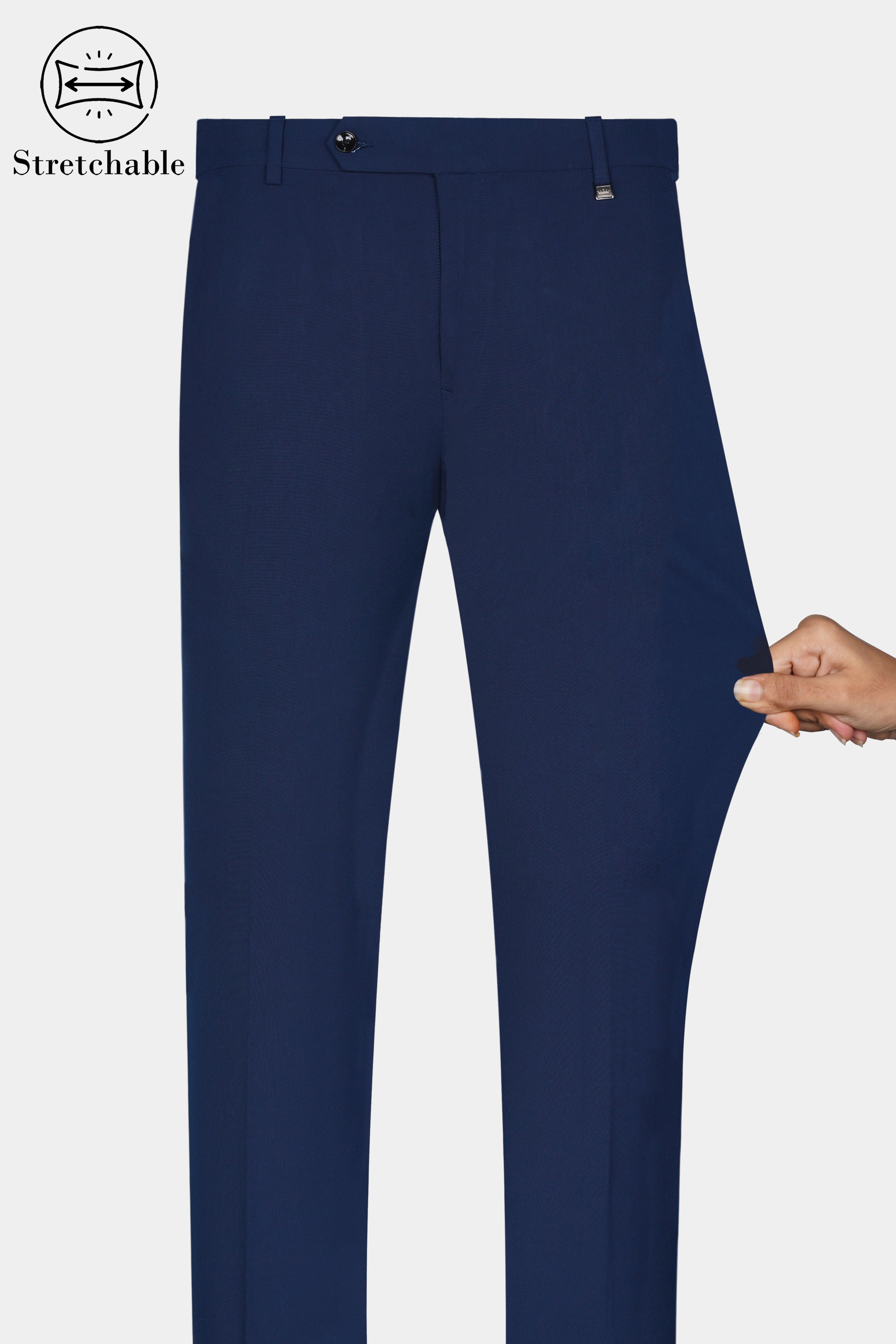 Cloud Burst Blue Wool Rich Stretchable Pant