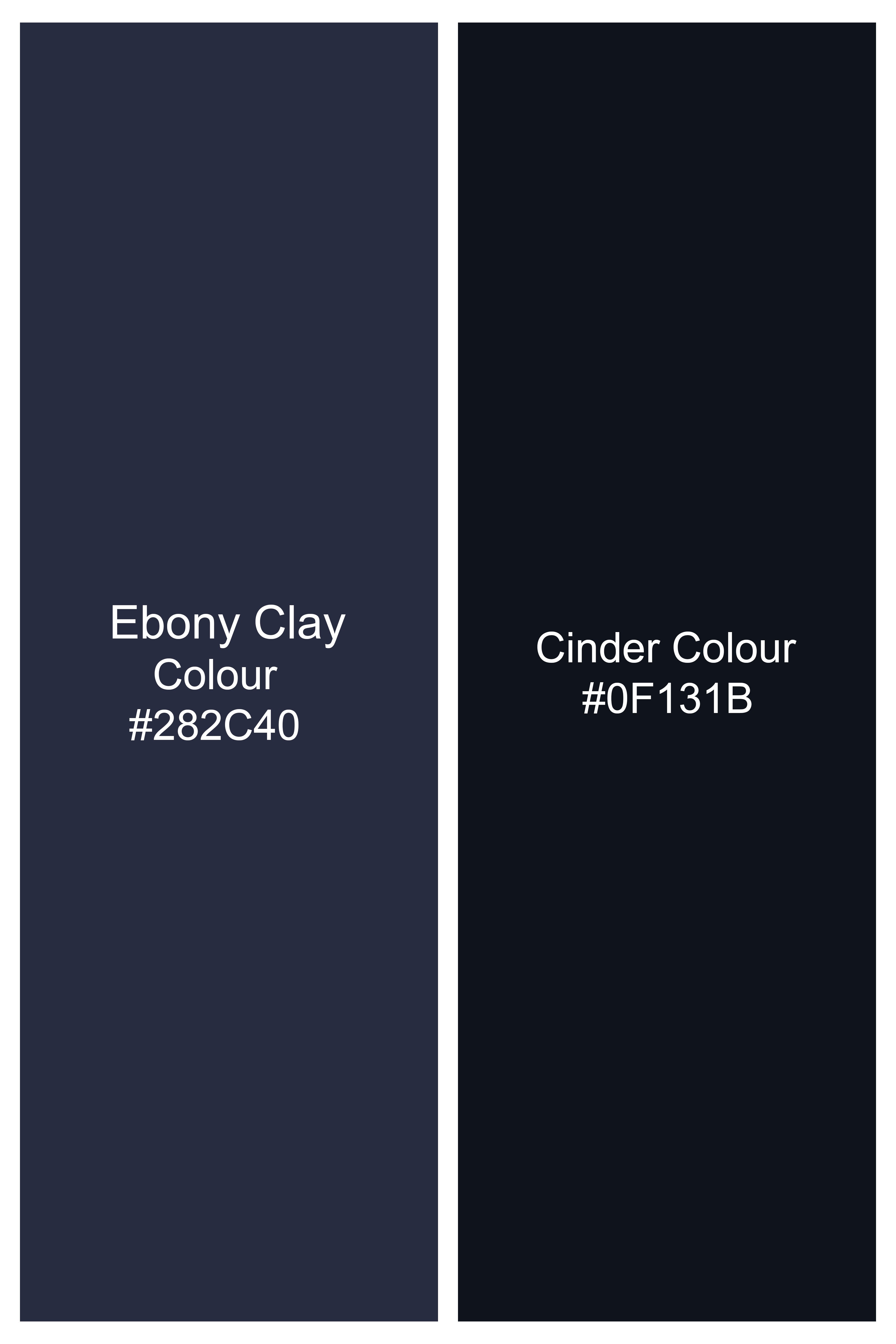 Ebony Clay Blue Windowpane Tweed Stretchable Waistband Pant