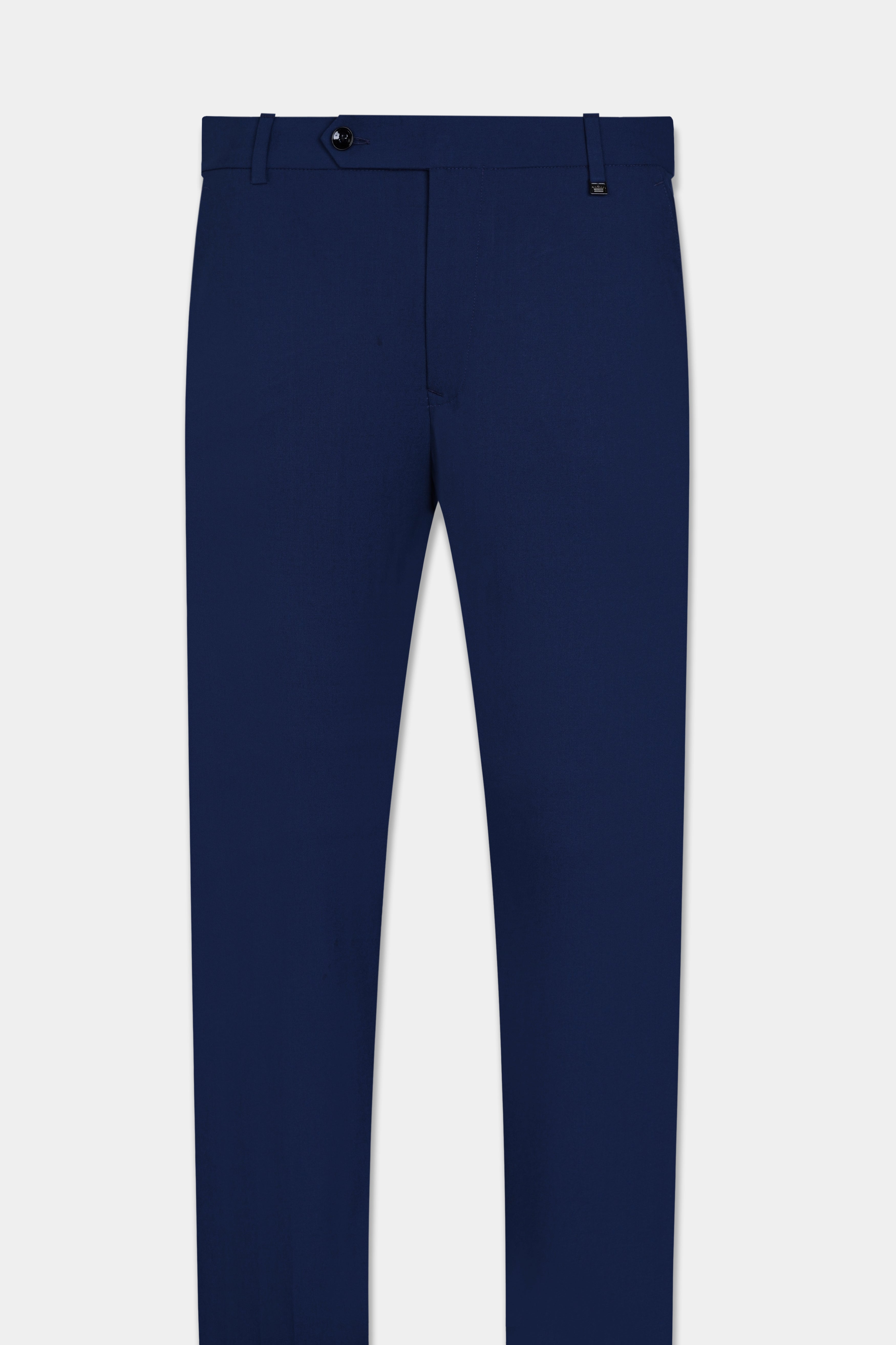 Midnight Blue Wool Rich Stretchable Waistband Pant