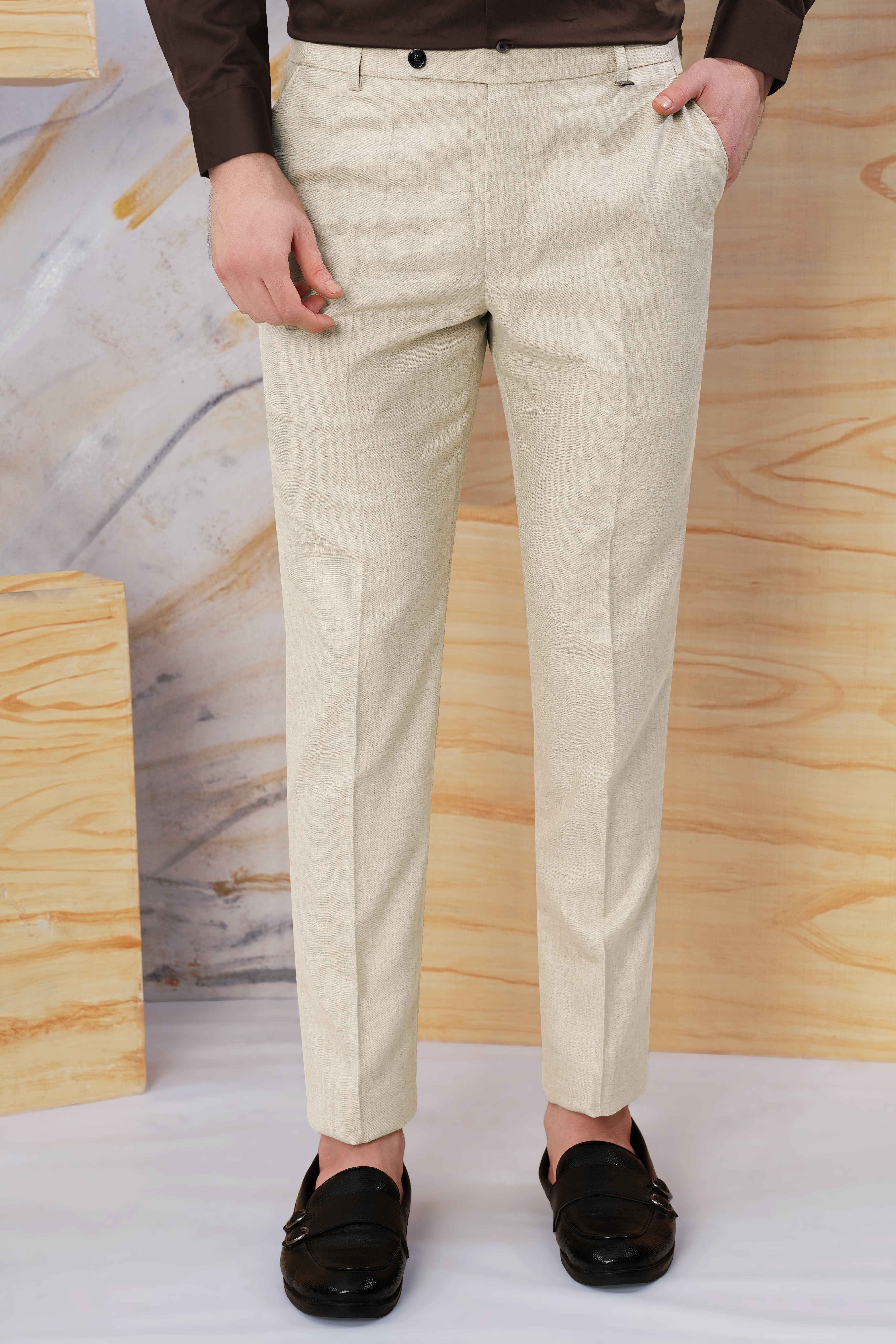 Oyster Cream Luxurious Linen Pant