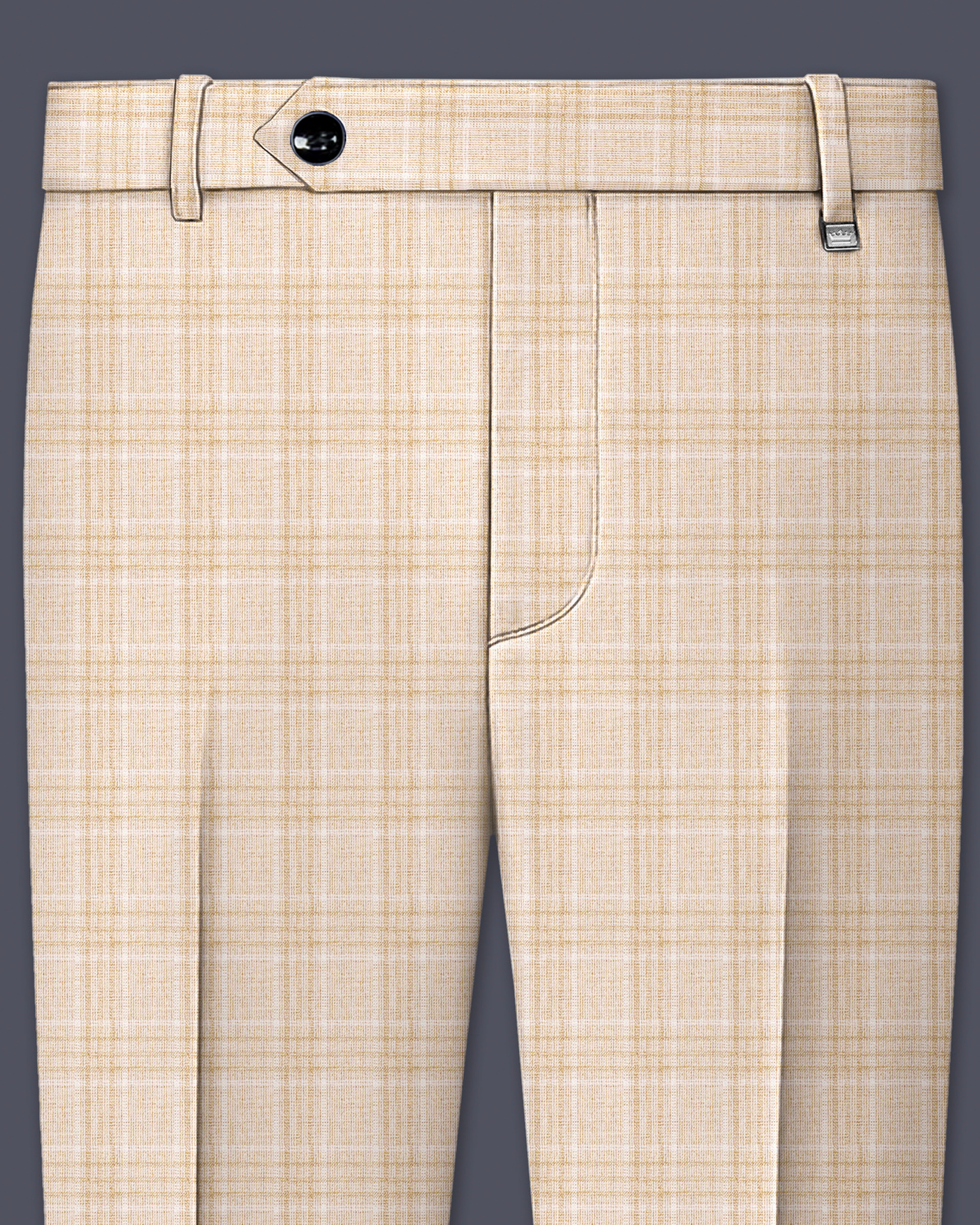 Hampton Beige Checks-Plaid Premium Wool Blend Pant For Men