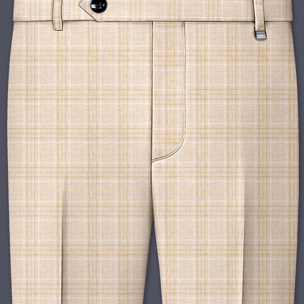 Hampton Beige Checks-Plaid Premium Wool Blend Pant For Men