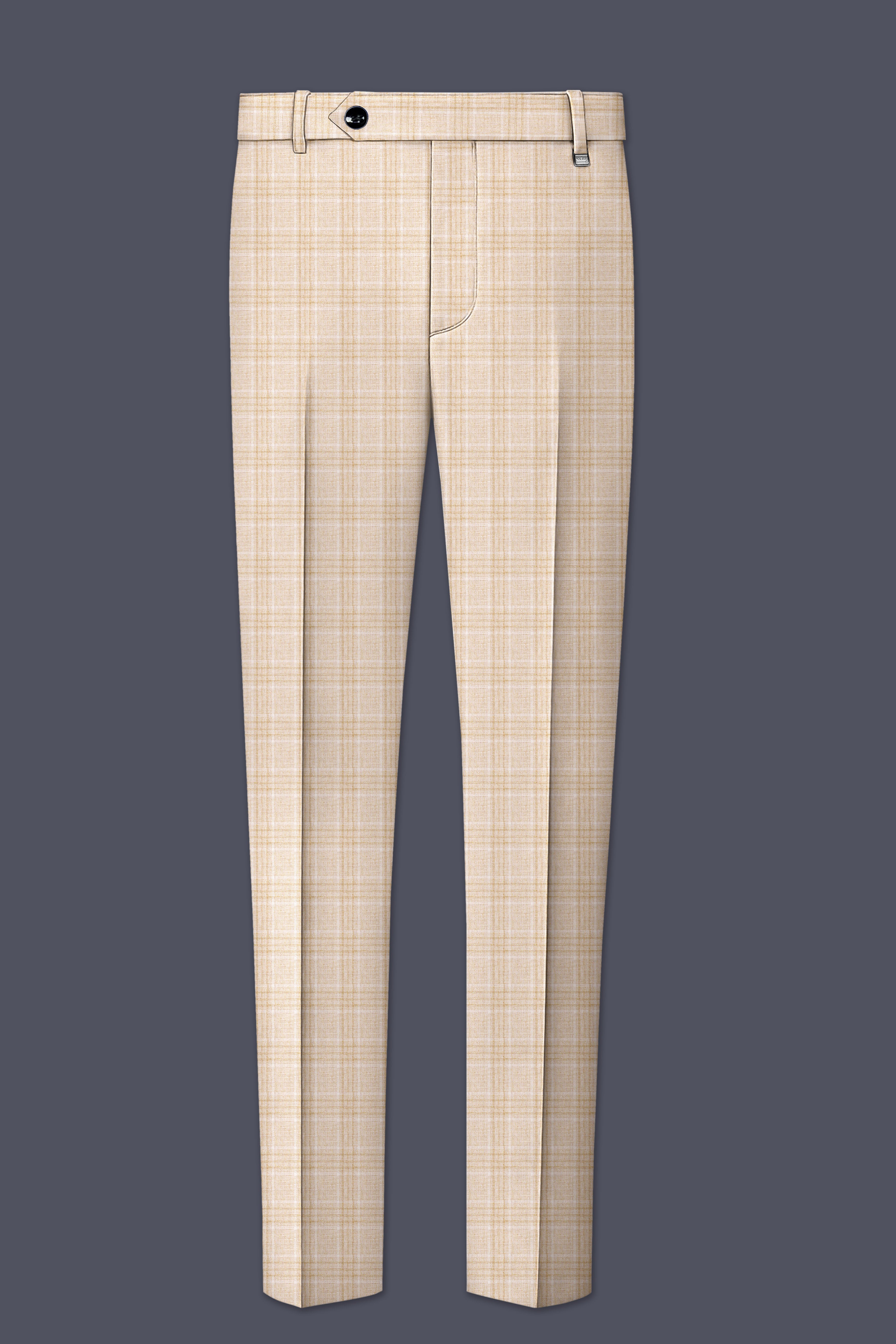 Hampton Beige Checks-Plaid Premium Wool Blend Pant For Men