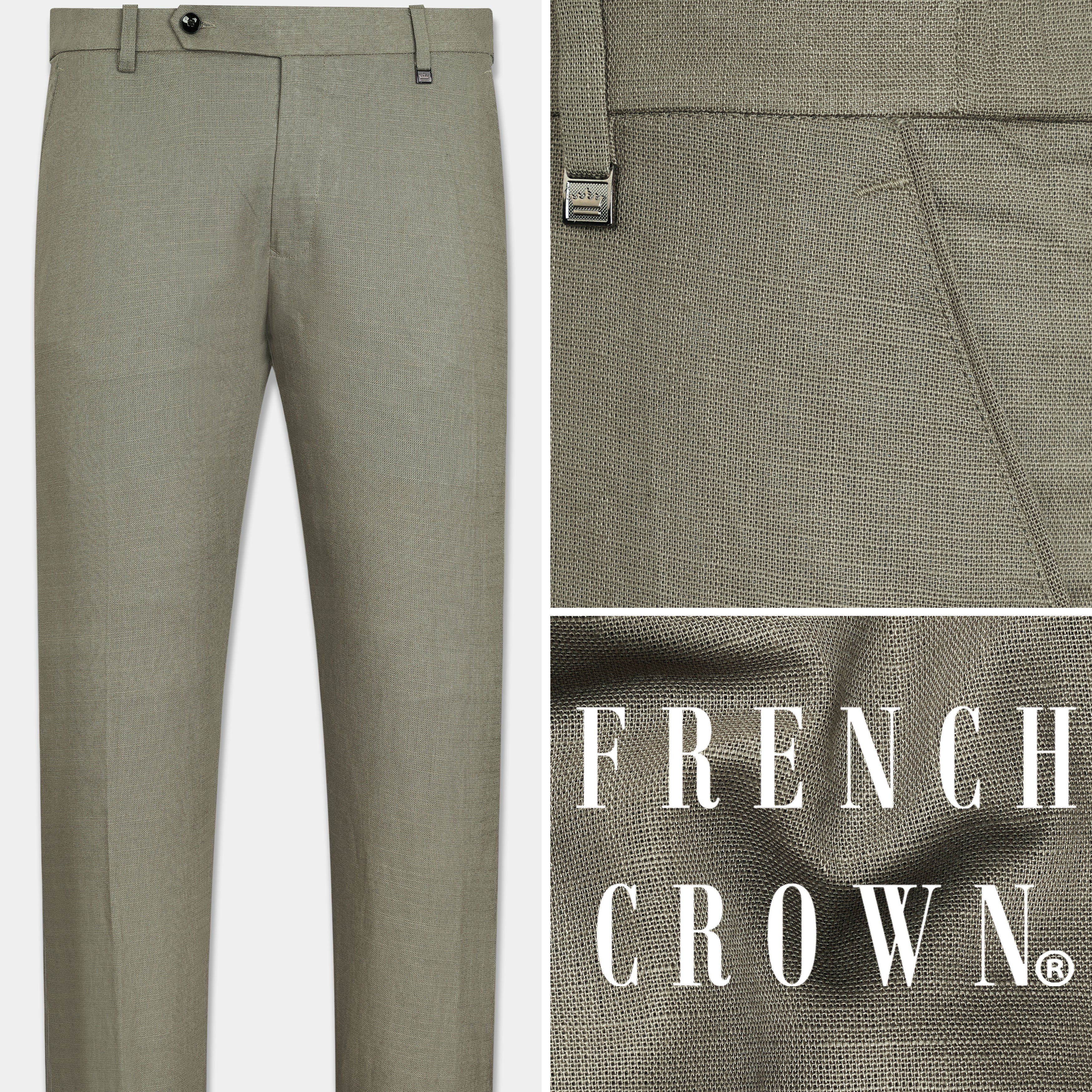 Buy FRENCH CROWN Men's Green Pure Cotton Regular Fit Formal Trouser  (Size-32/X Large) at Amazon.in