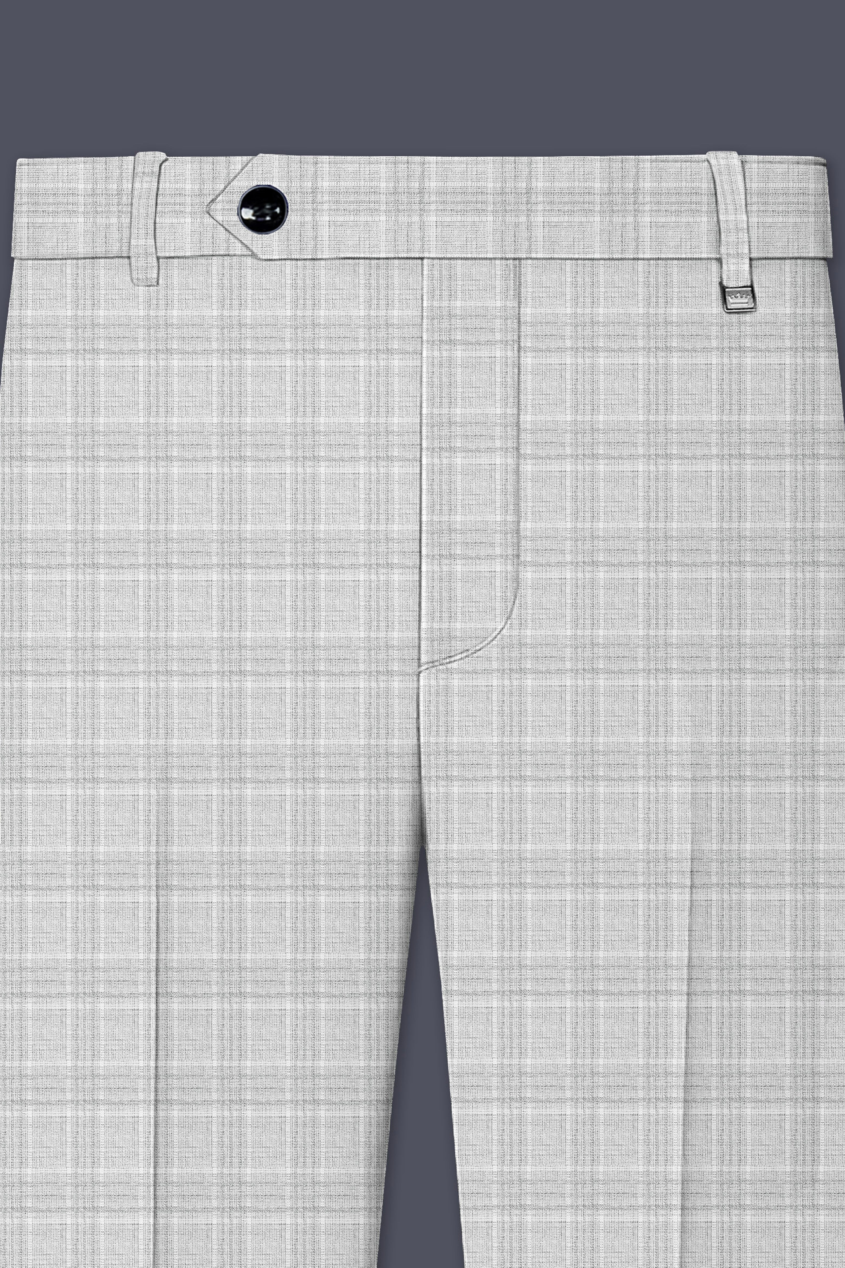 Cloud Gray Plaid Wool Rich Pant