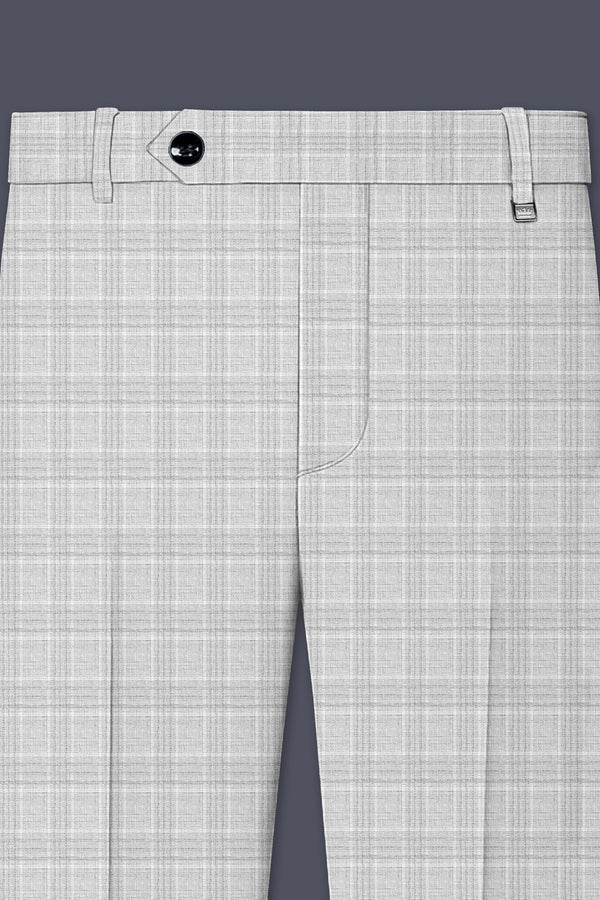 Cloud Gray Plaid Wool Rich Pant