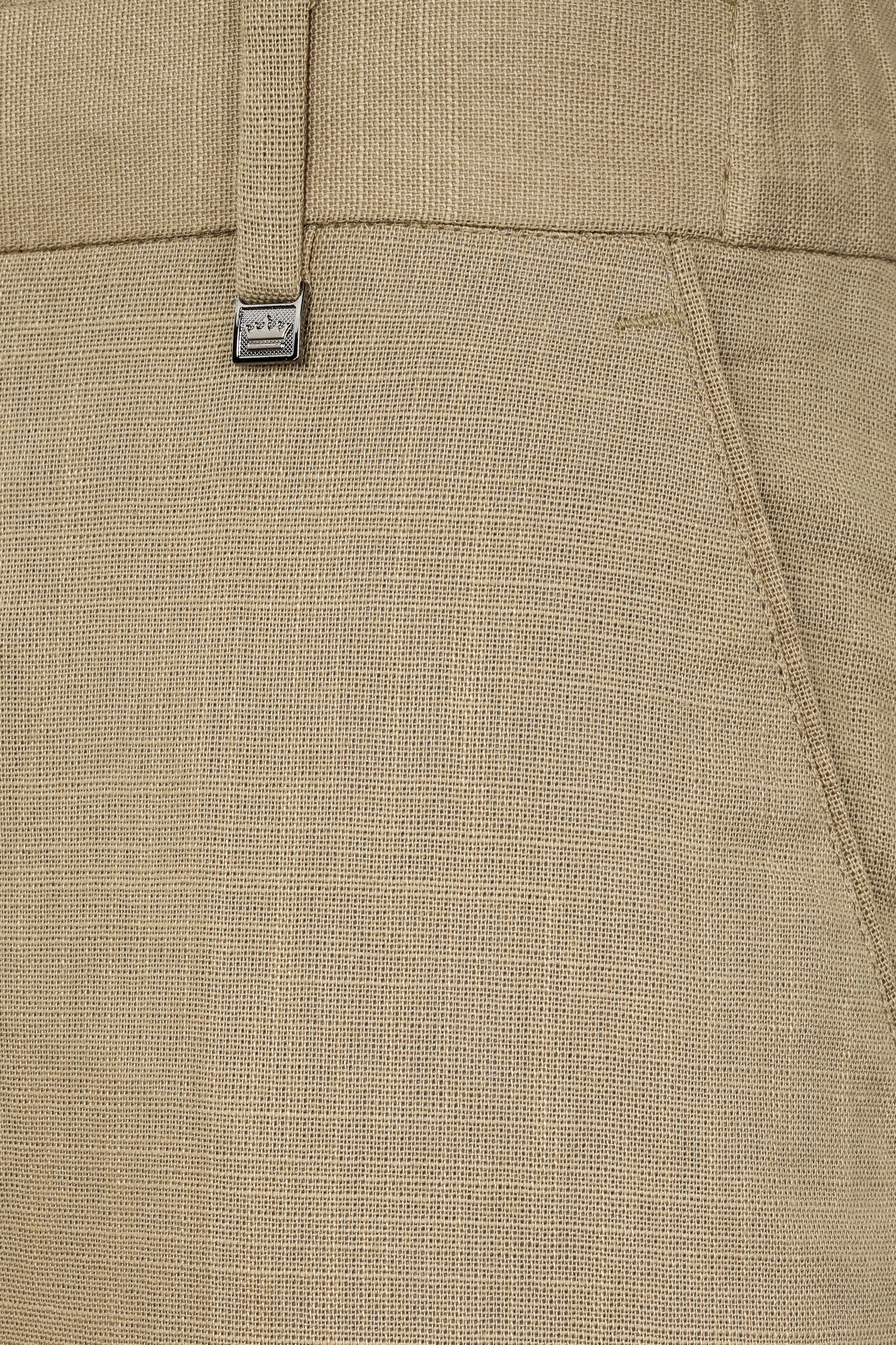 Sandrift Brown Luxurious Linen Stretchable Waistband Pant