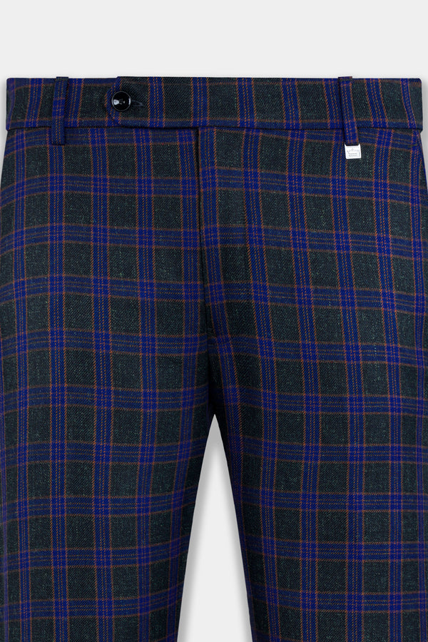 Zodiac Blue and Piano Green Plaid Tweed Pant