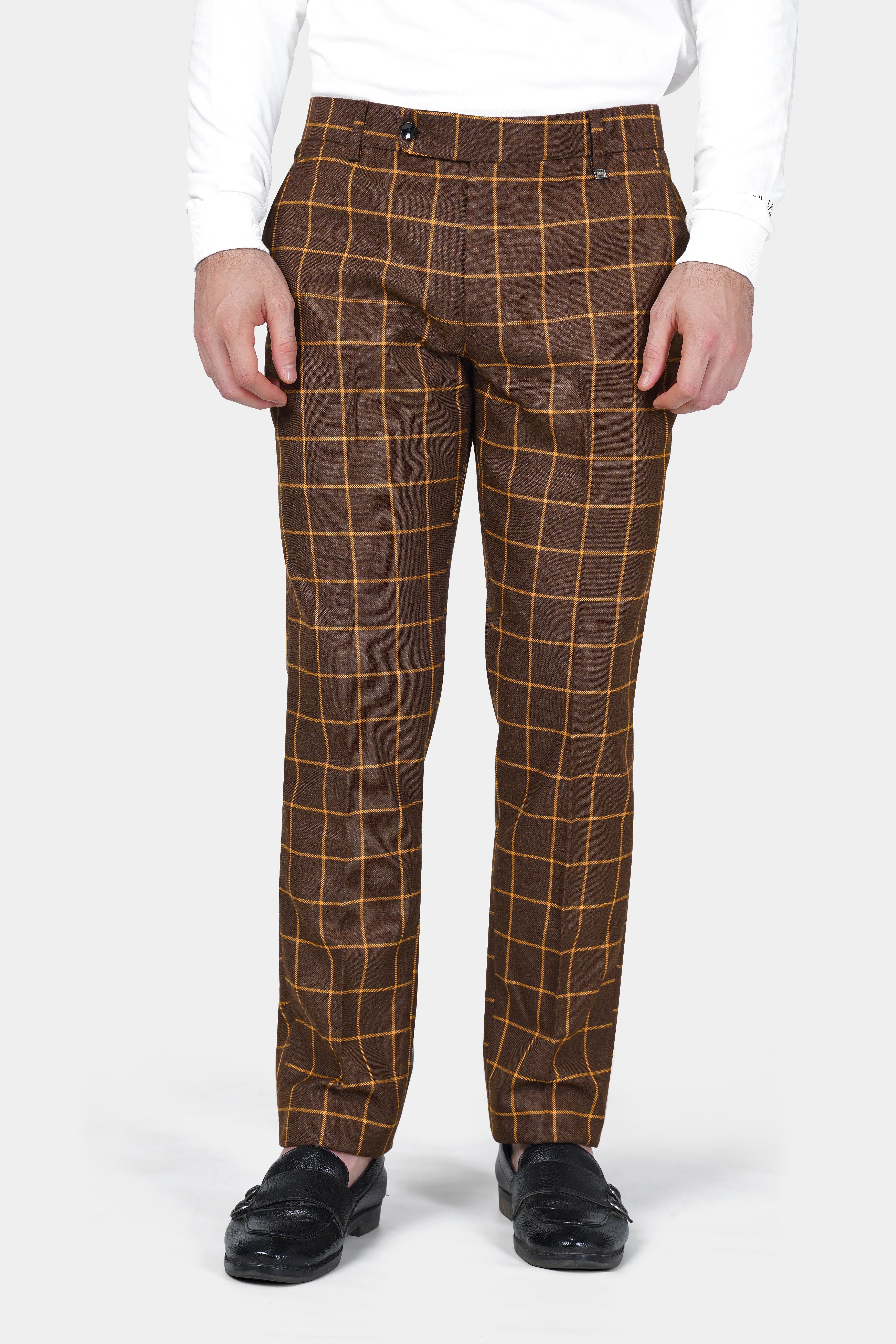 Eclipse Brown Windowpane Tweed Pant