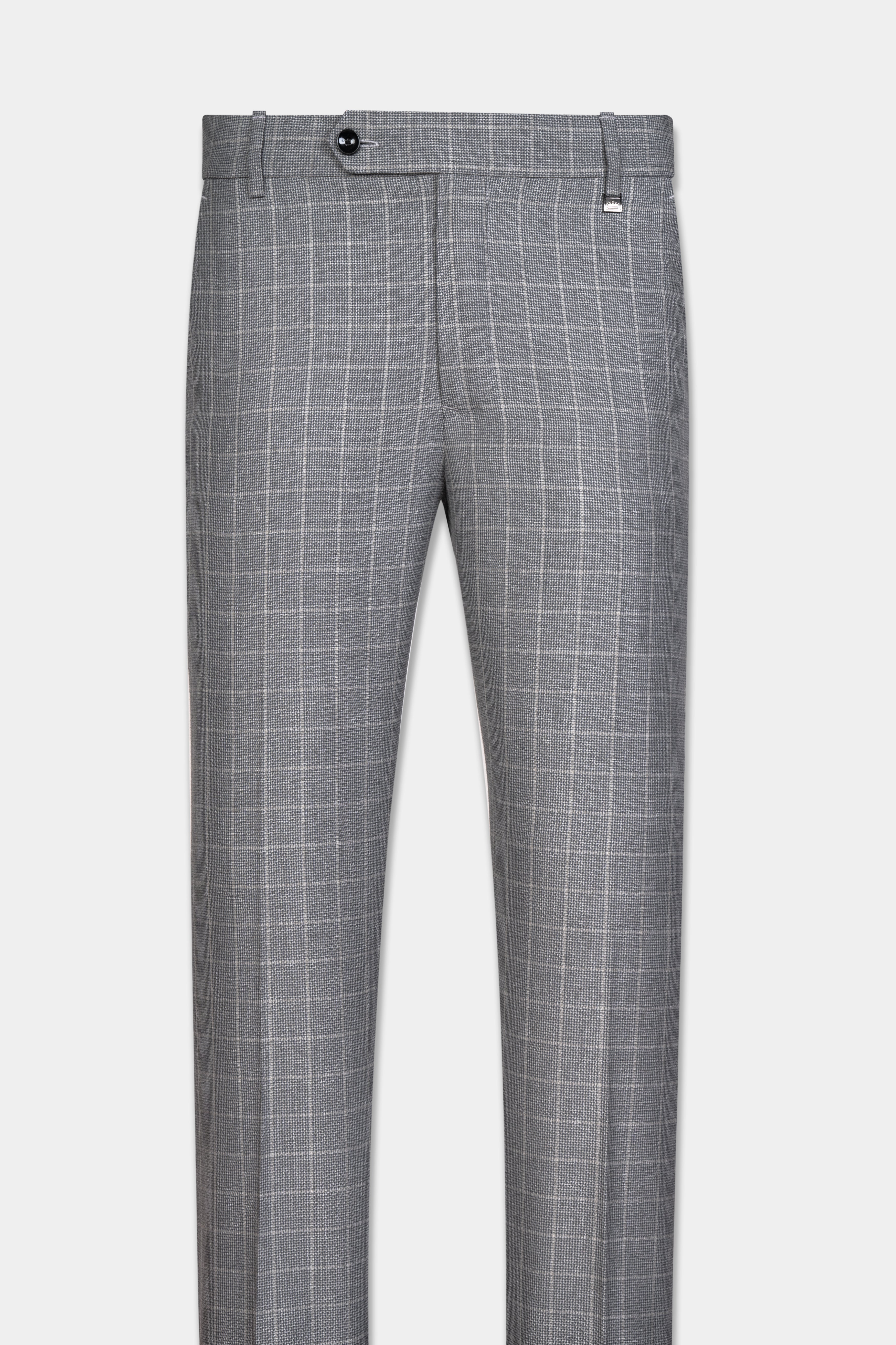 Boulder Gray Windowpane Wool Rich Pant