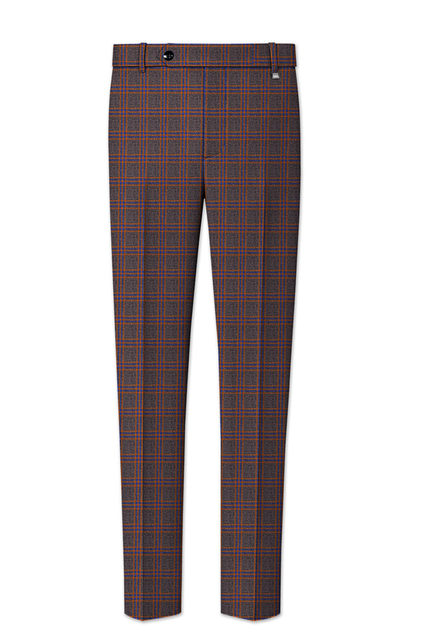 Emperor Gray and Russet Brown Plaid Tweed Pant