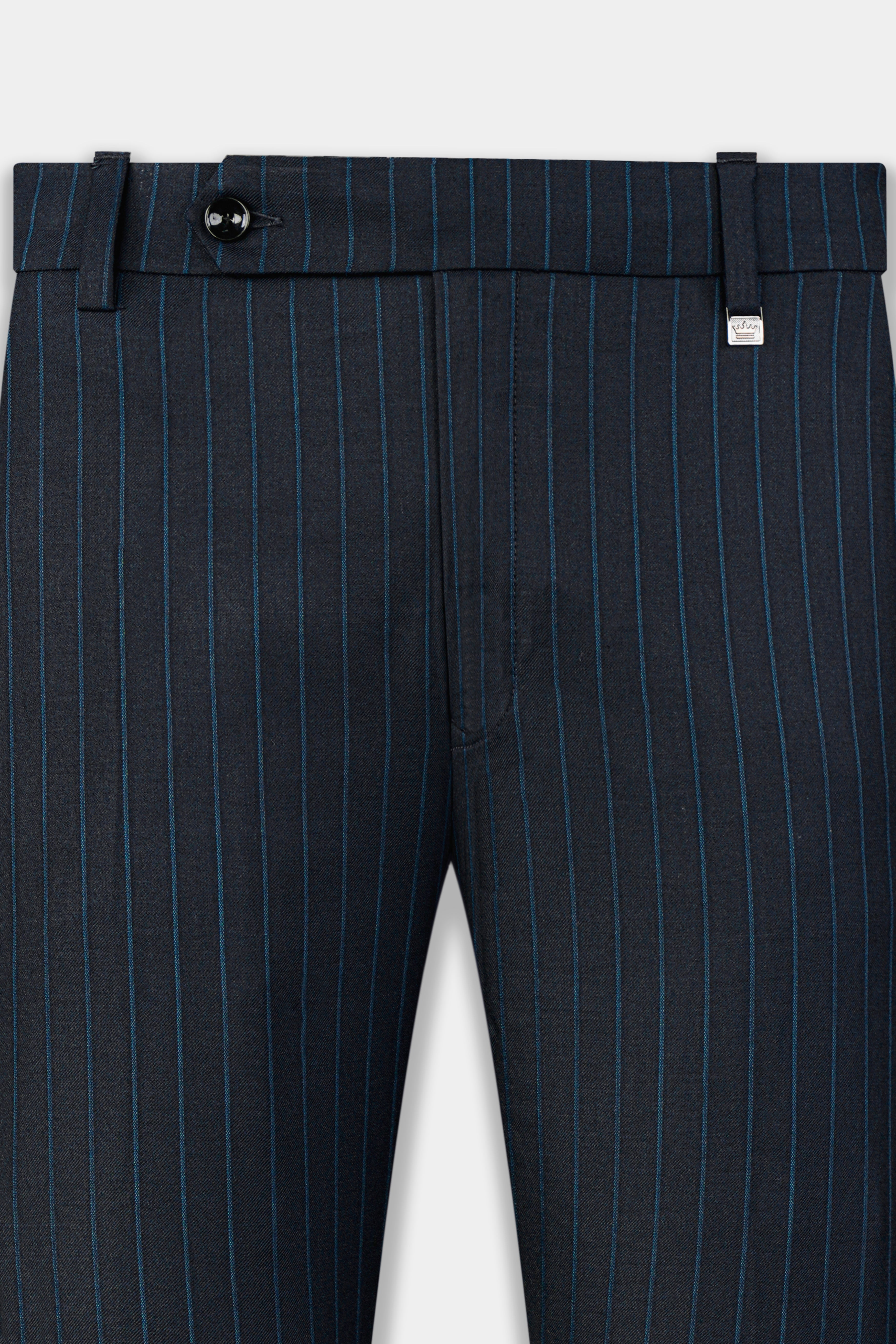 Firefly Blue and Rhino Blue Striped Wool Rich Pant