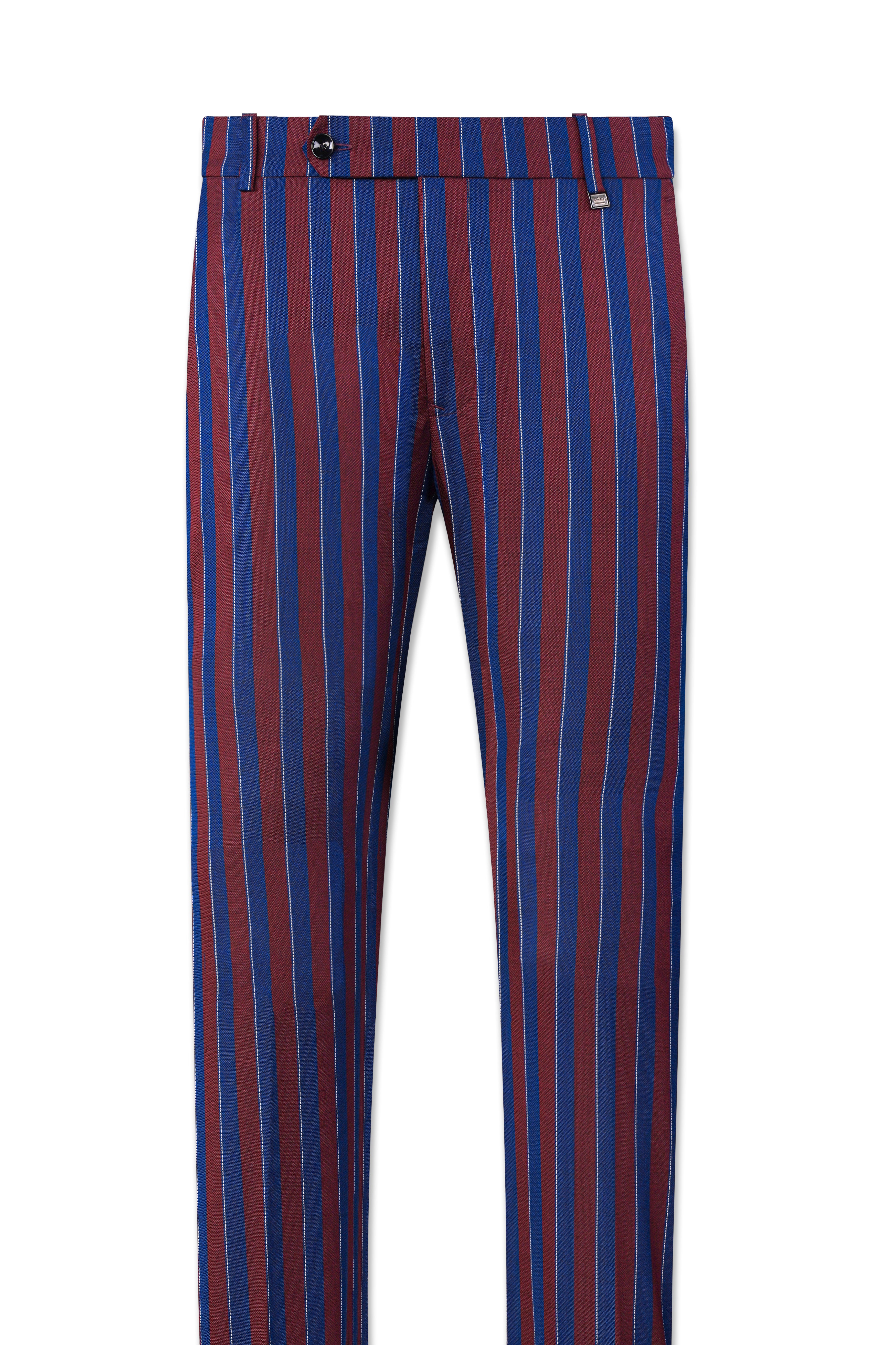 Espresso Red and Downriver Blue Striped Wool Rich Pant