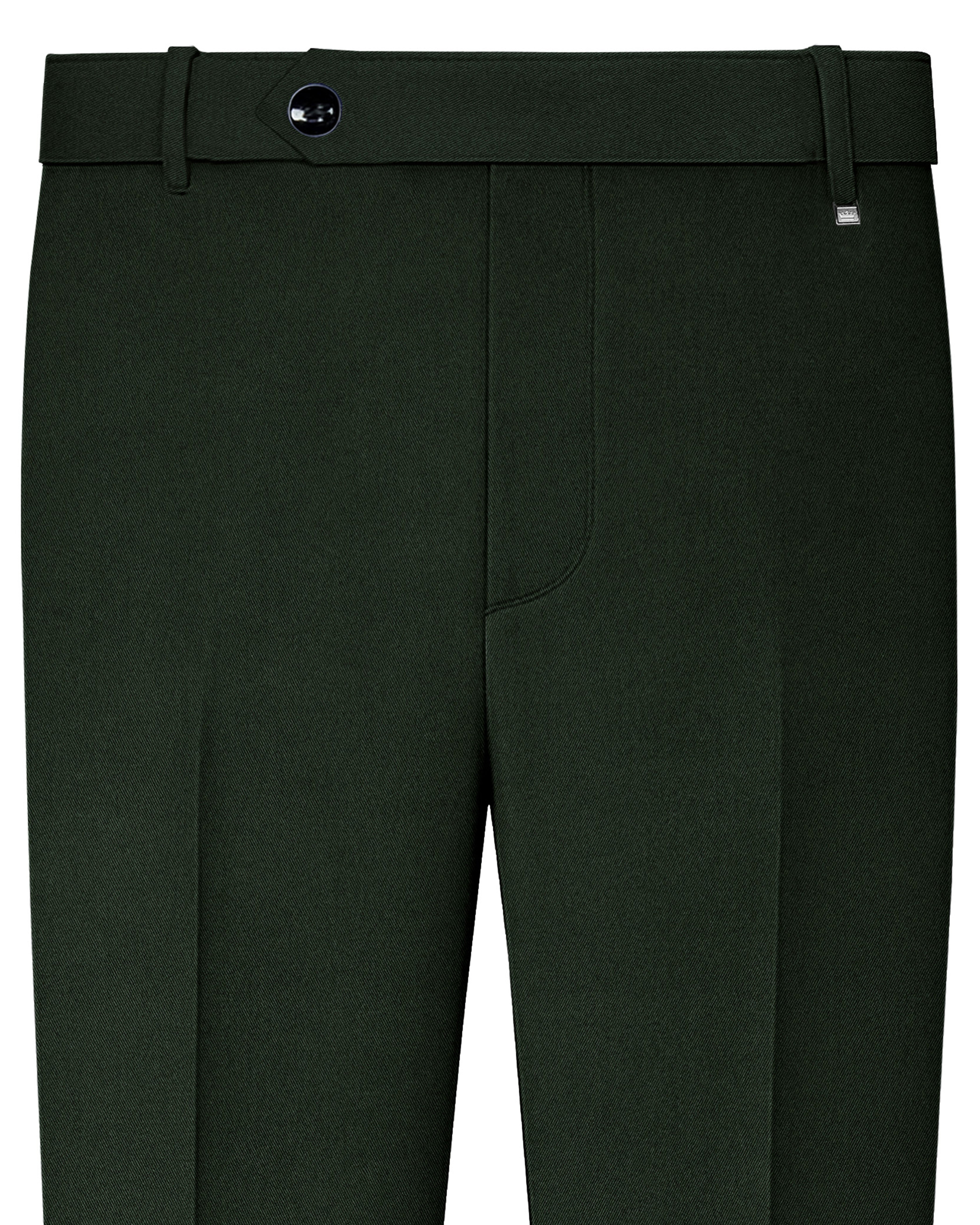 Juniper Green Plain Solid Regular Fit Wool Blend Pants For Men
