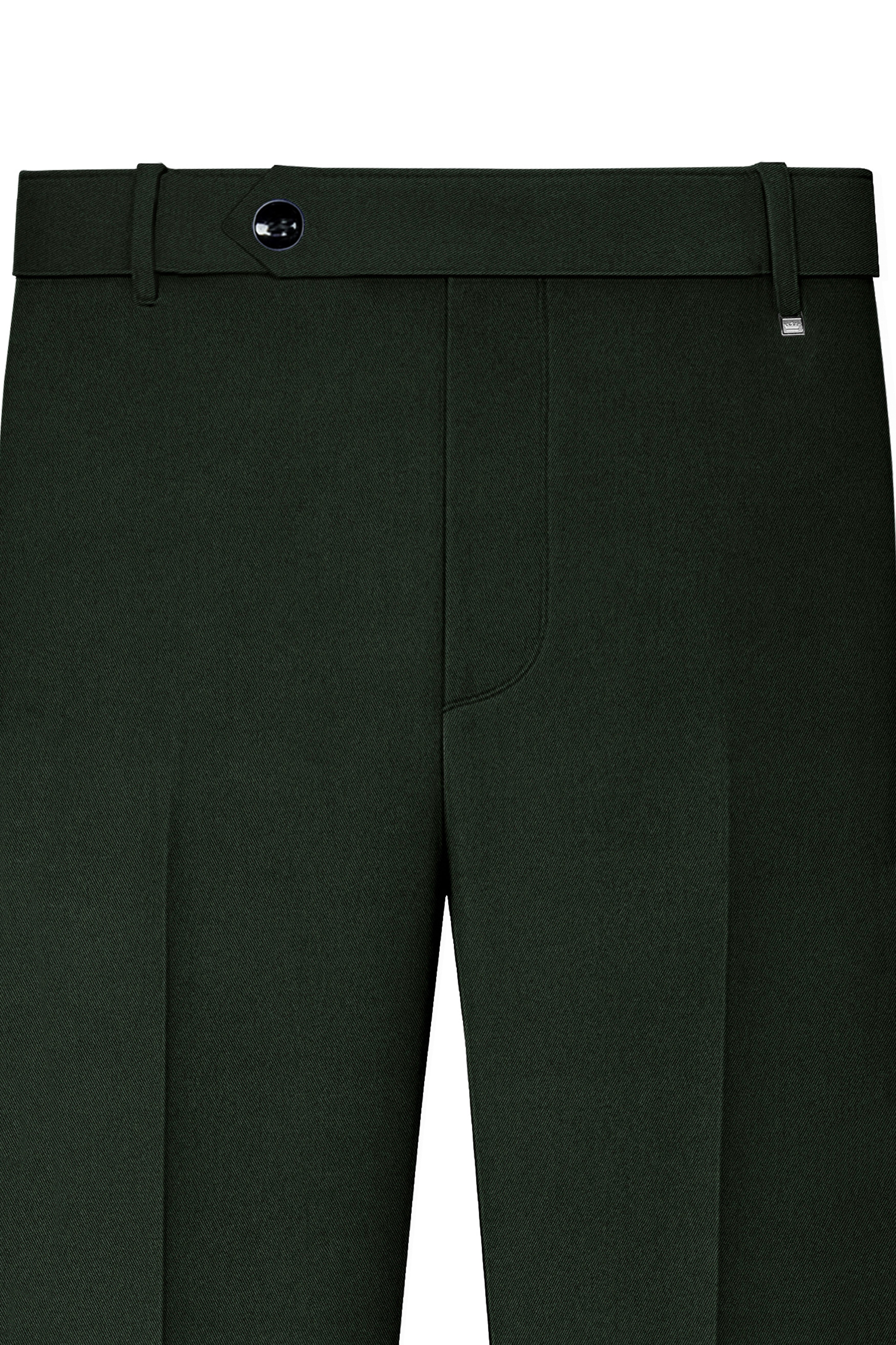 Juniper Green Plain Solid Regular Fit Wool Blend Pants For Men