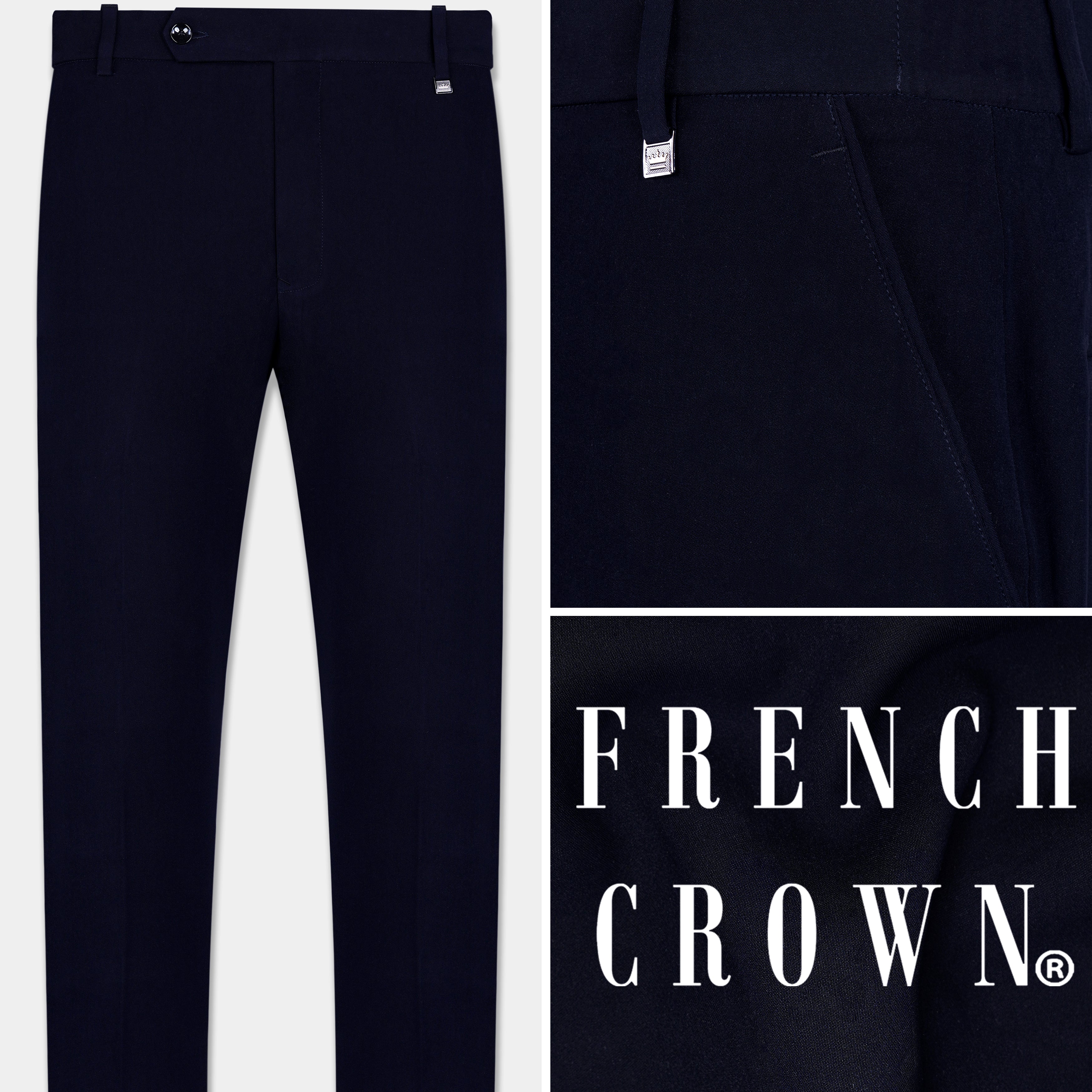 FRENCH CROWN Mens Pants | Jet Black Regular fit Cotton Pant - Eirinnbrennan