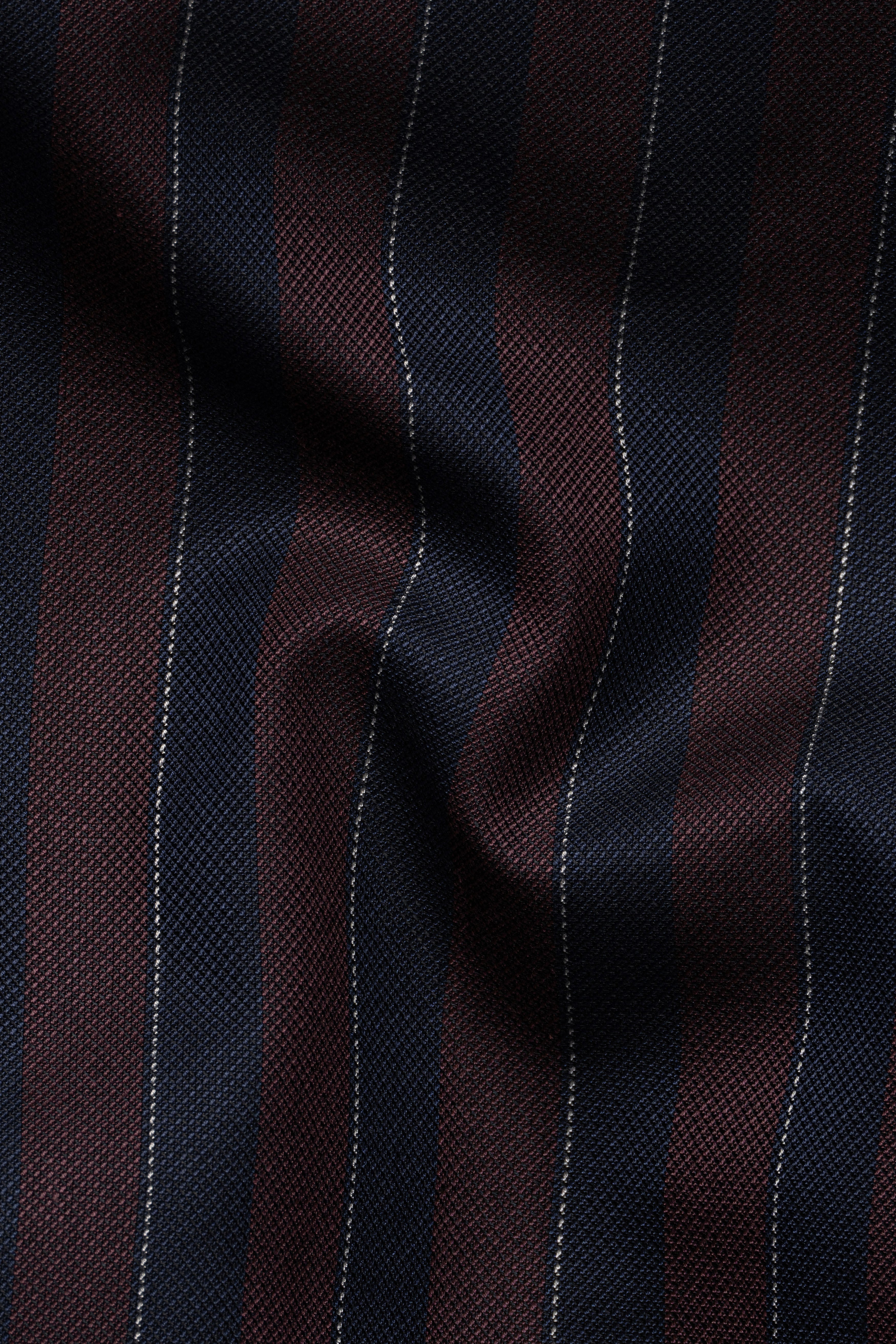 Bistre Brown and Admiral Blue Striped Wool Rich Pant