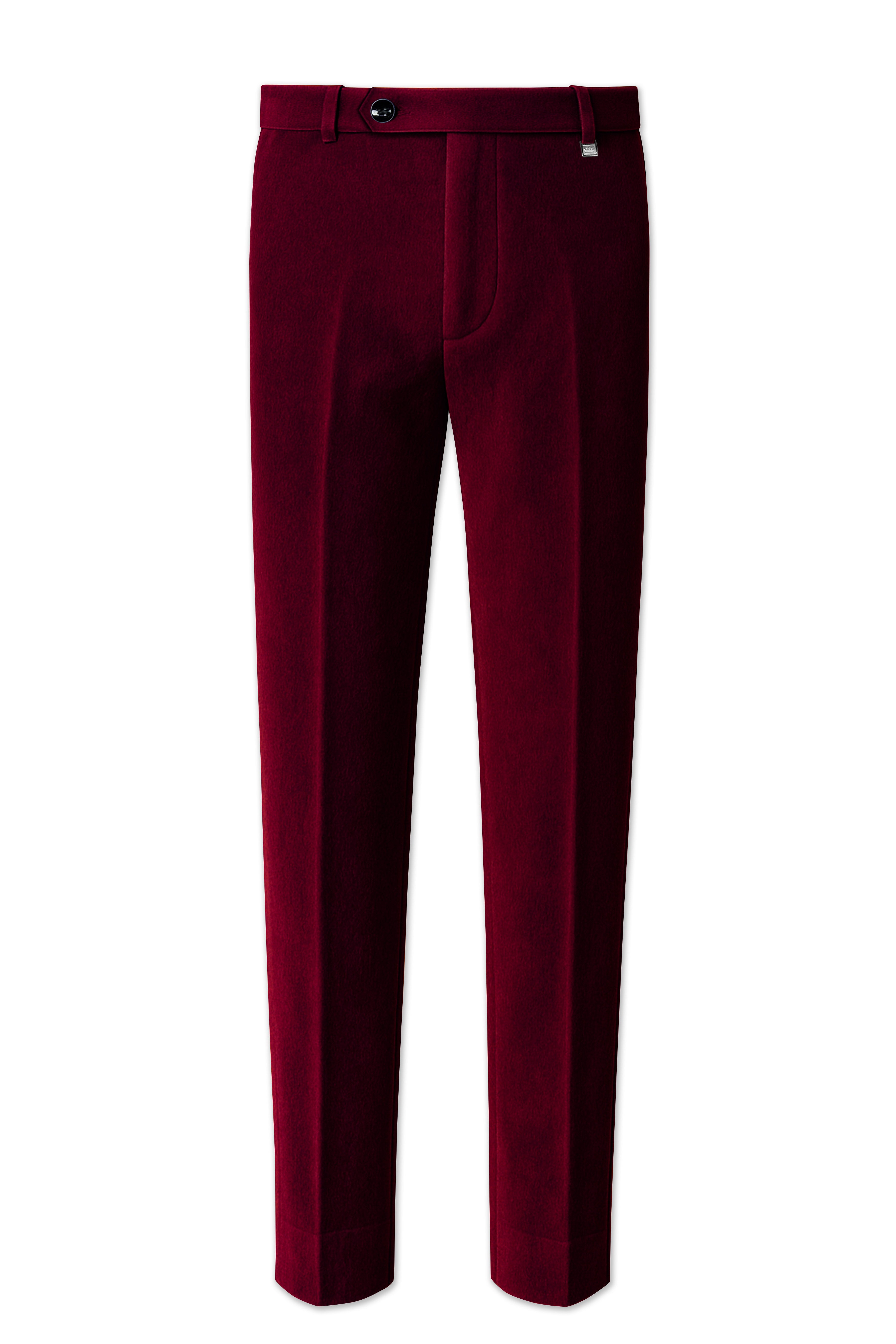 Marcrest-Bulgarian Maroon Velvet Stretchable Waistband Pant
