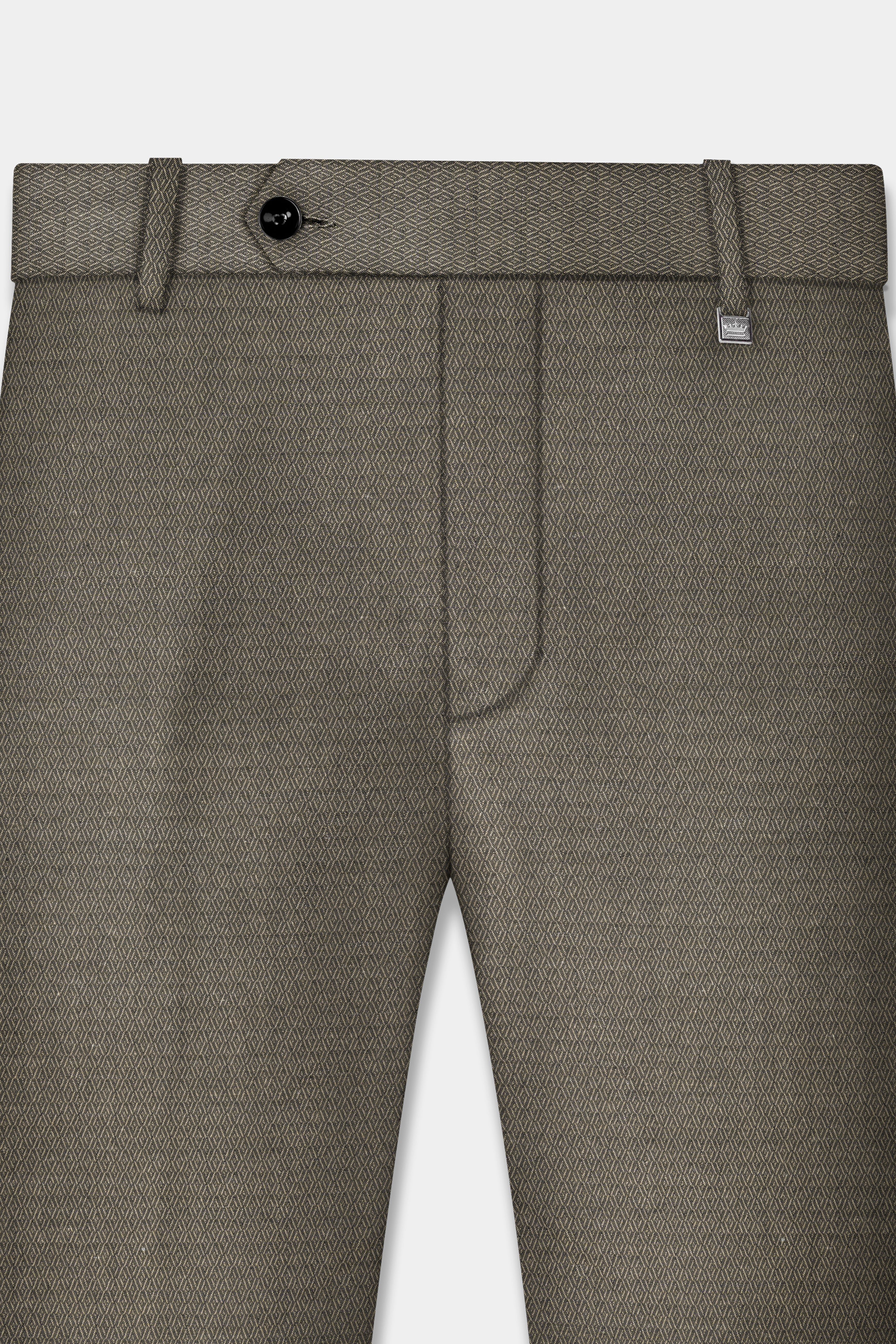 Wenge Brown Dobby Textured wool blend Pant