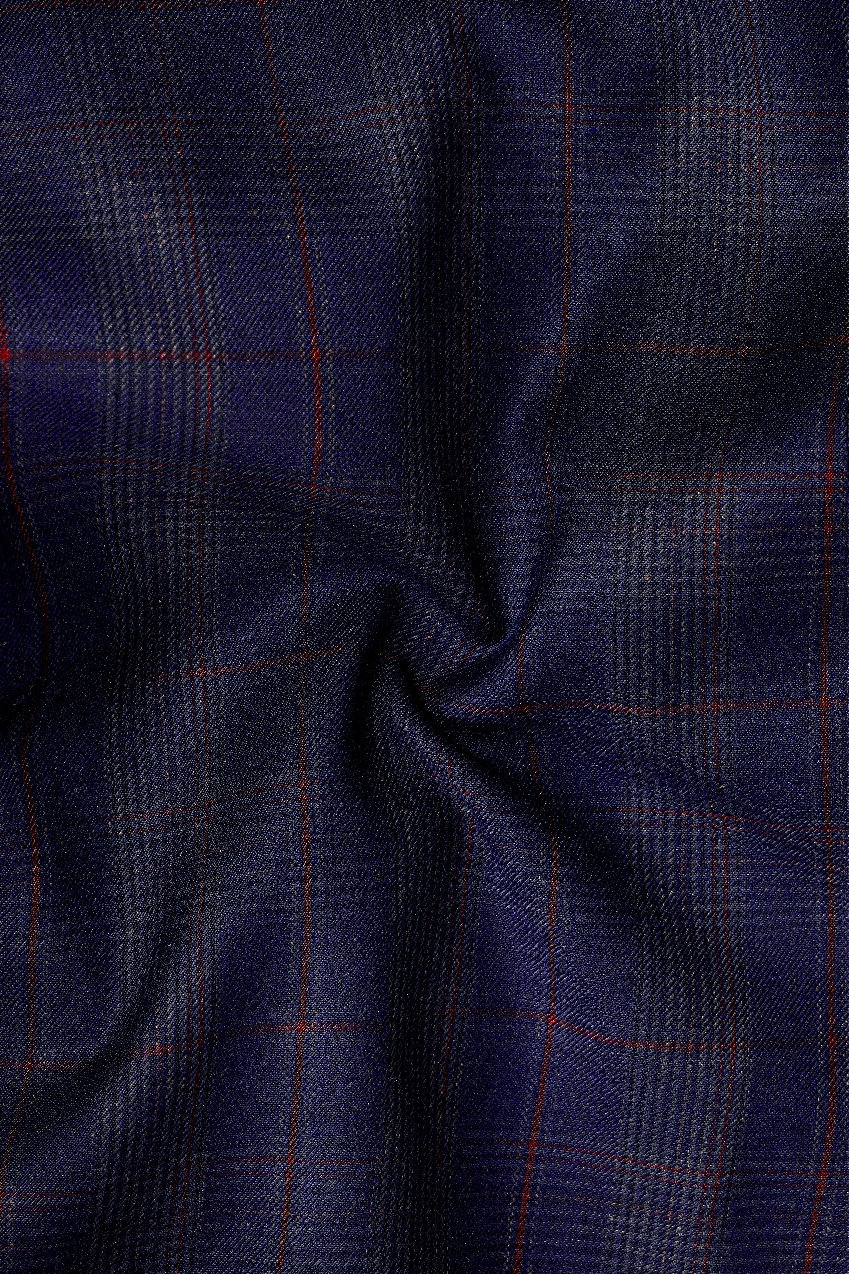 Tuna Blue Checkered Wool Blend Pant