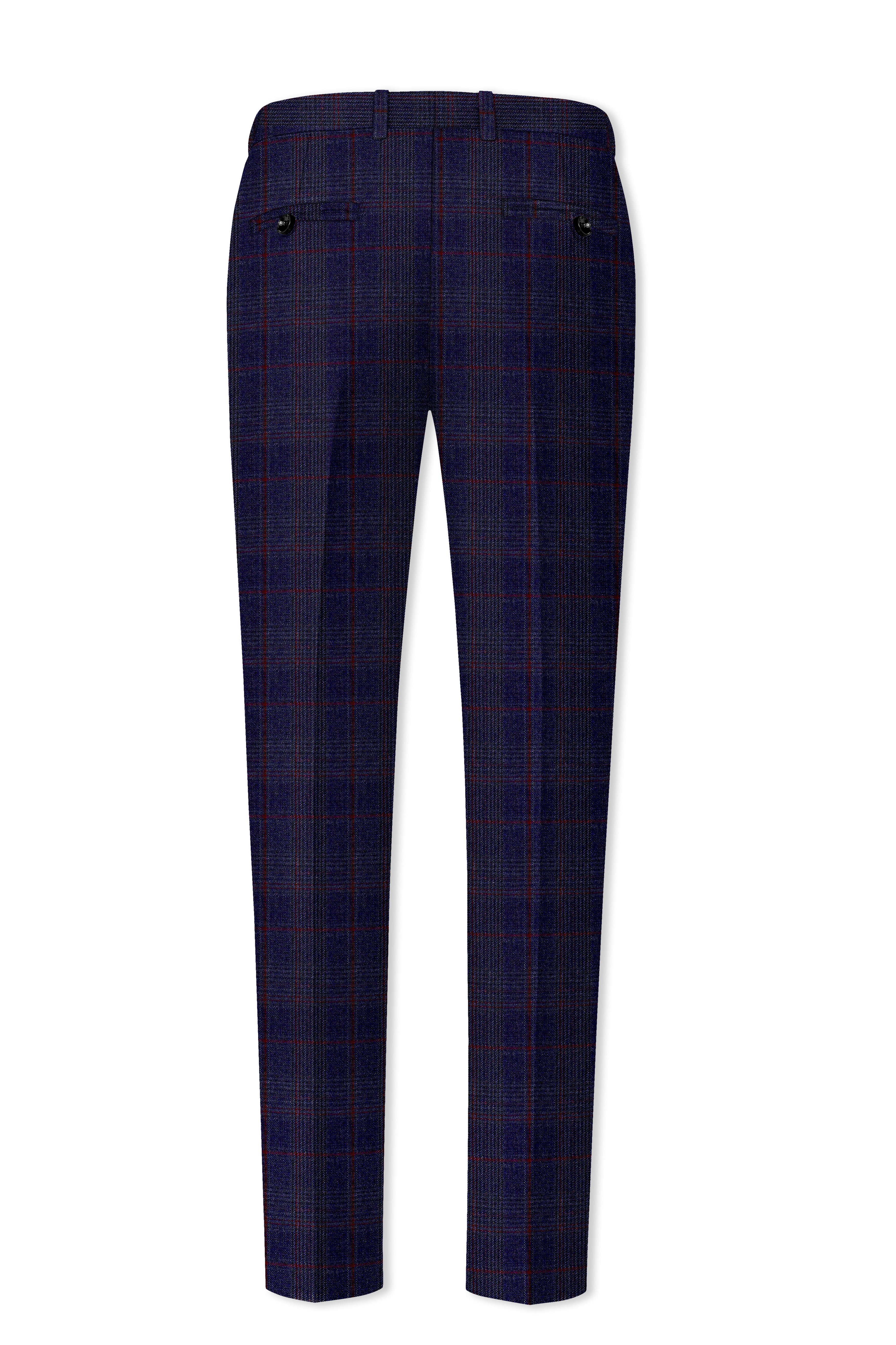Tuna Blue Checkered Wool Blend Pant