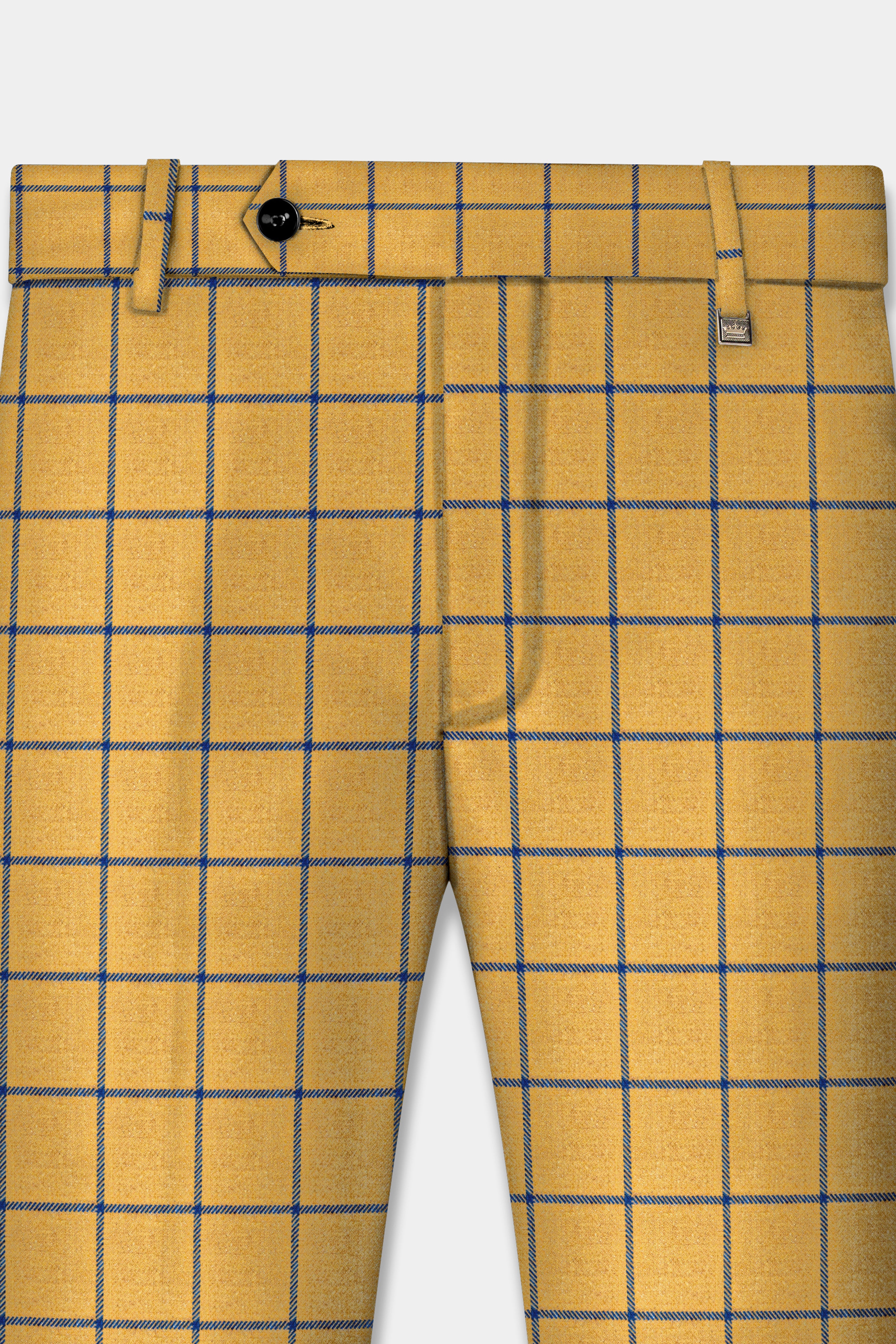 Anzac Yellow with Astronaut Blue Windowpane Tweed Pant