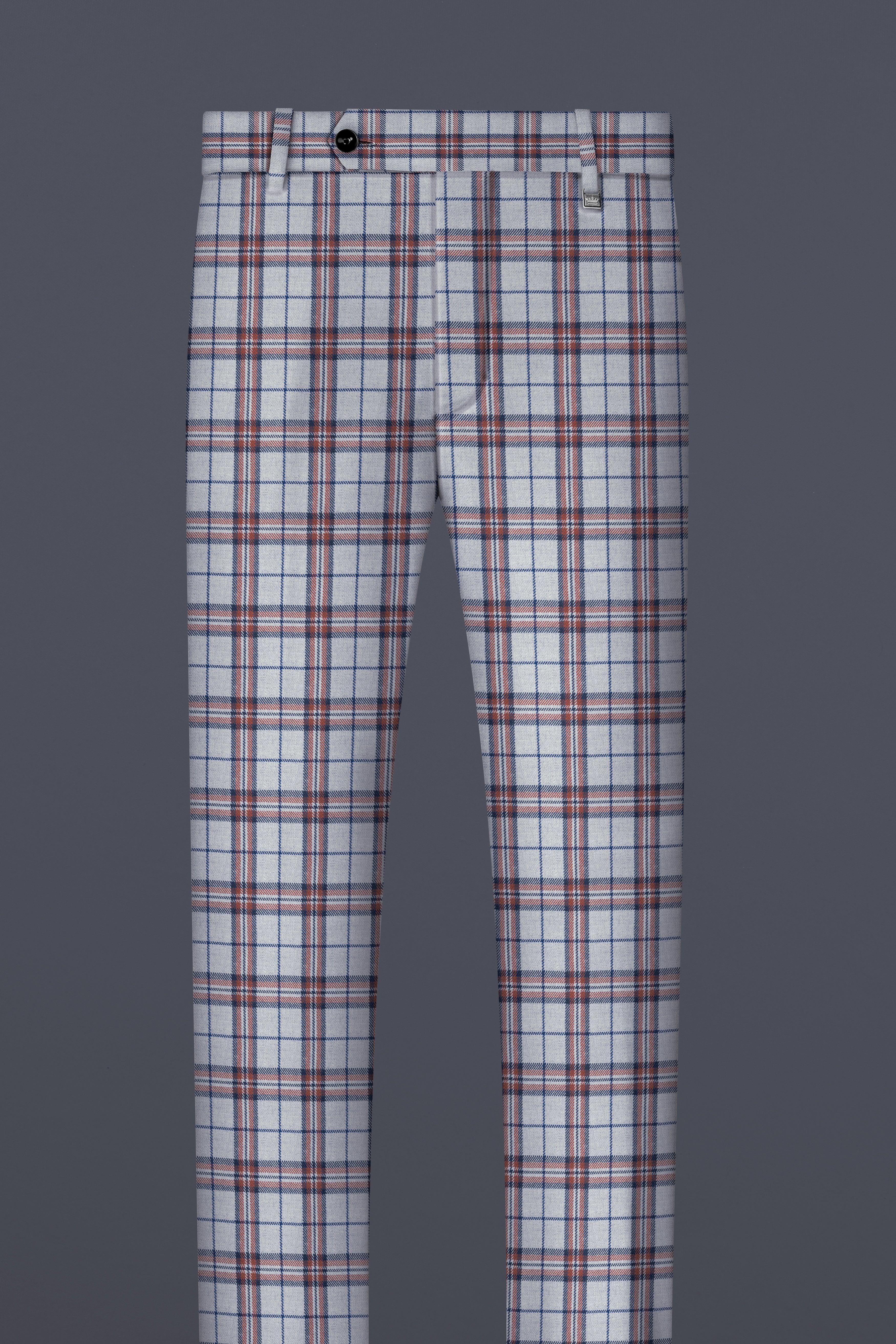 Cadet Gray with Maroon and Blue Plaid Tweed Pant