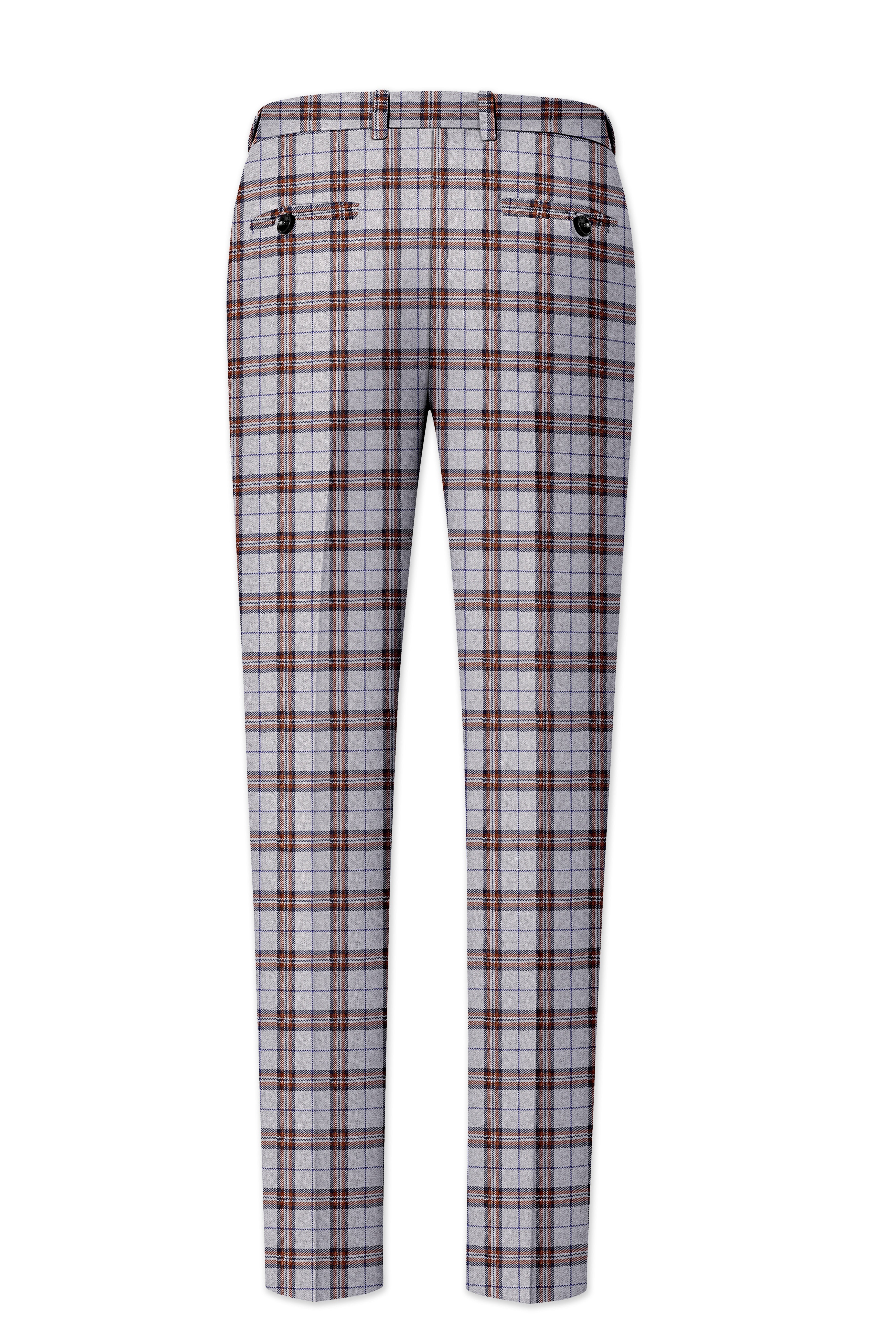 Cadet Gray with Maroon and Blue Plaid Tweed Pant