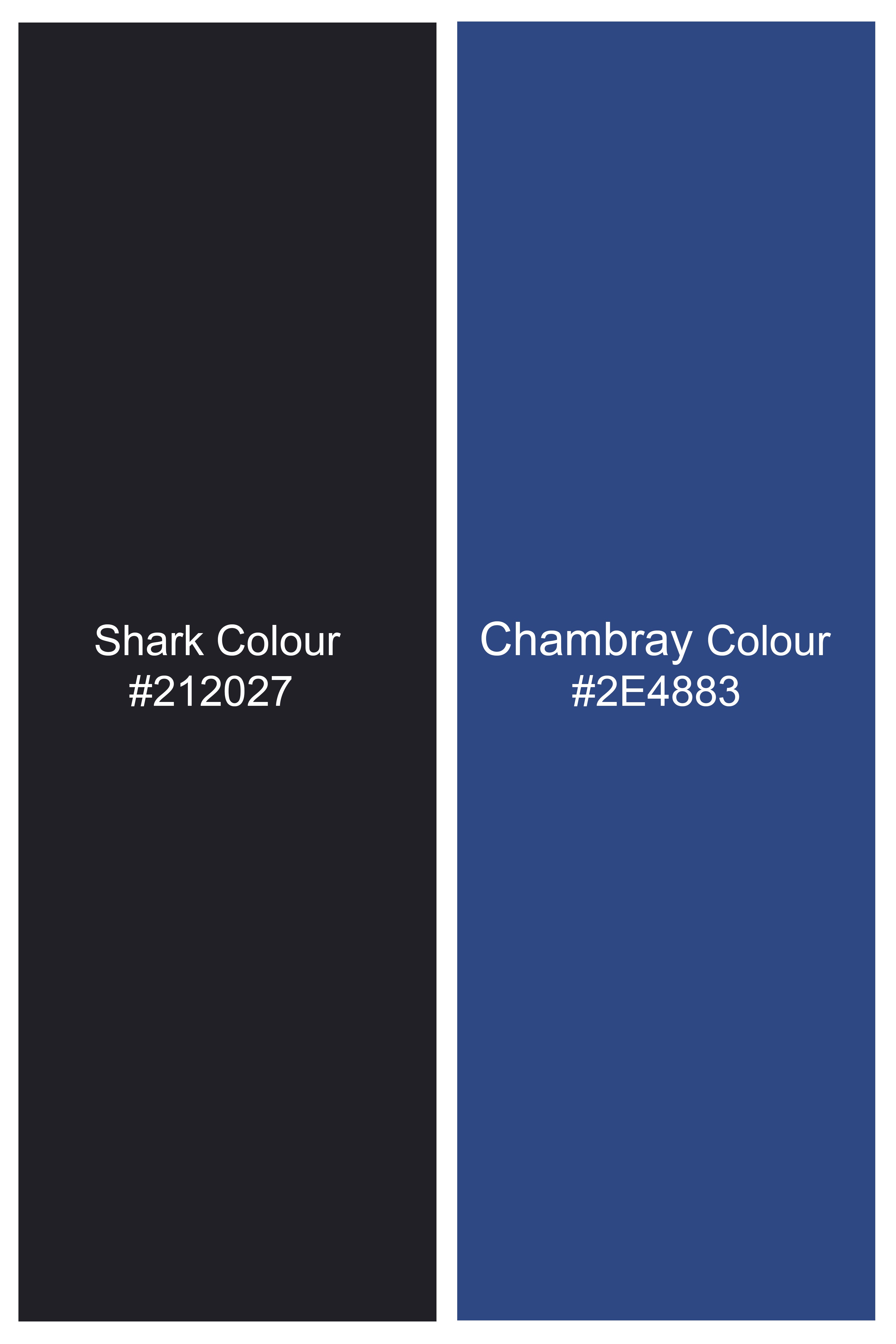 Shark Gray with Chambray Blue Plaid Tweed Pant