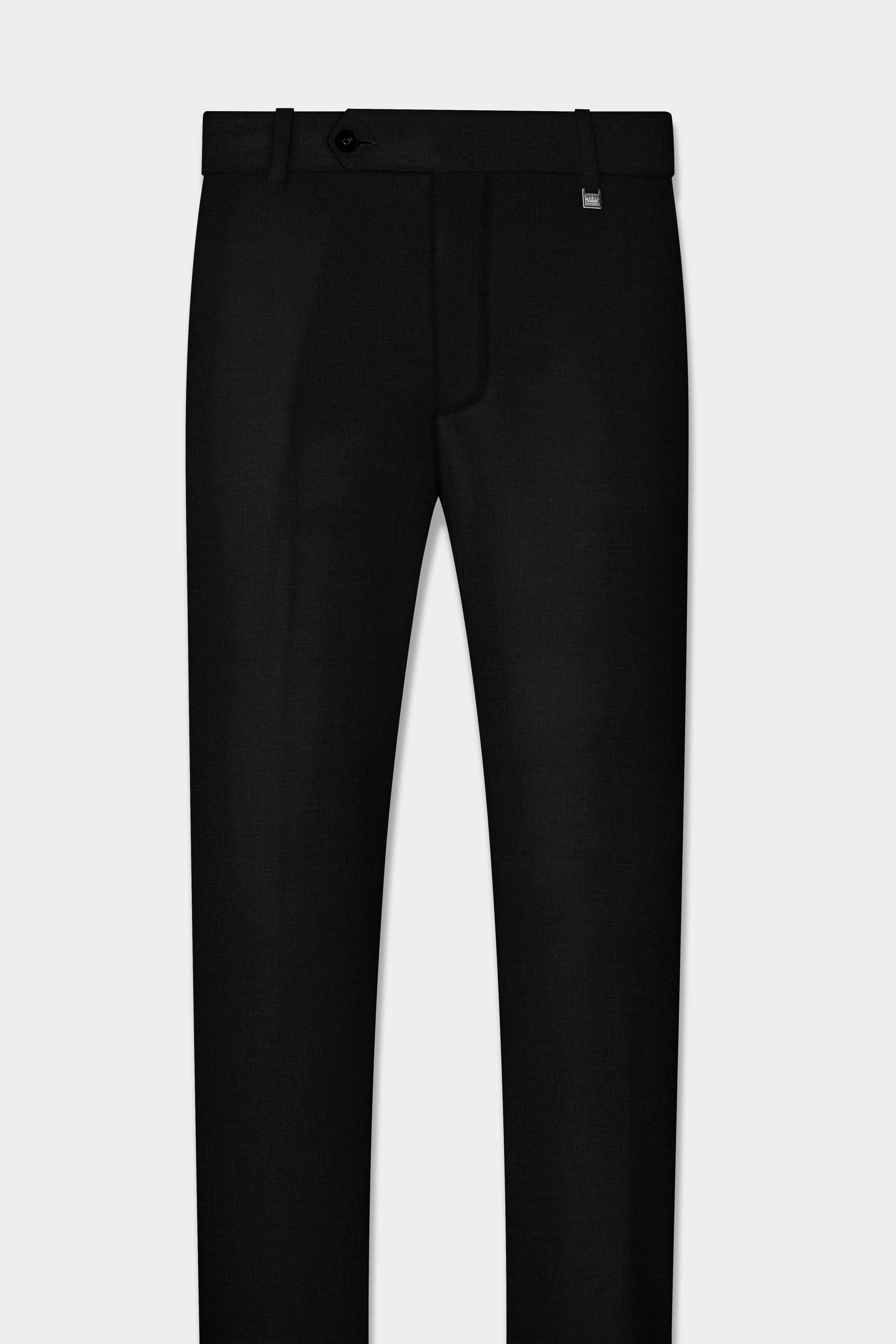 Jade Black Solid Tweed Pant